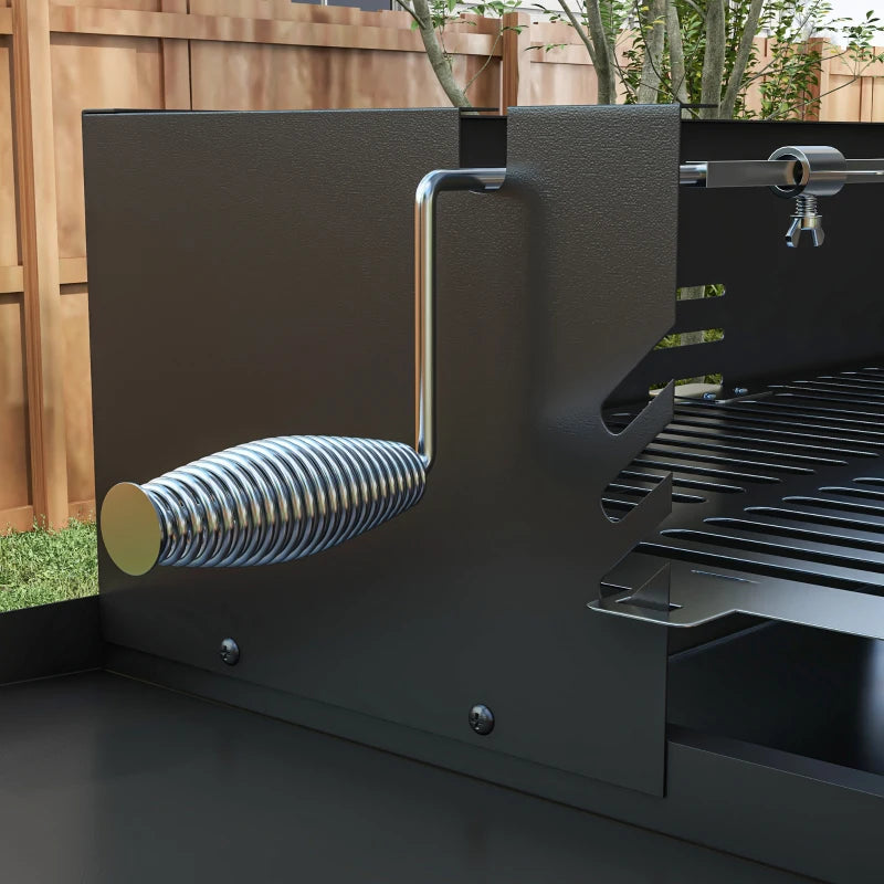 Outsunny Barbecue a Carbone a 3 Livelli con Mensole Pieghevoli e Girarrosto, in Acciaio Inox, 118x32x90 cm, Nero