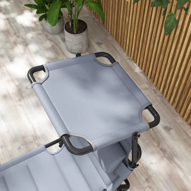 Outsunny Set 2 Lettini Prendisole Reclinabili ad Altezza Regolabile, 70x201.5x45 cm, Nero e Grigio