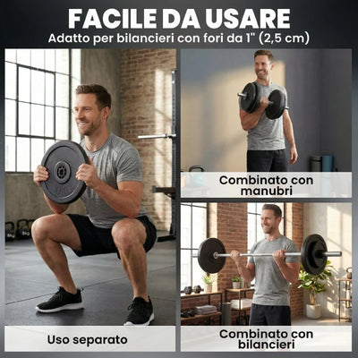 HOMCOM Set di 4 Dischi Pesi, Set Dischi Palestra per Allenamento, Nero