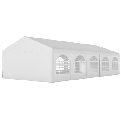 Outsunny Tendone da Giardino 10x5 m con 10 Pareti Laterali Rimovibili, in PE e Metallo Galvanizzato, Bianco