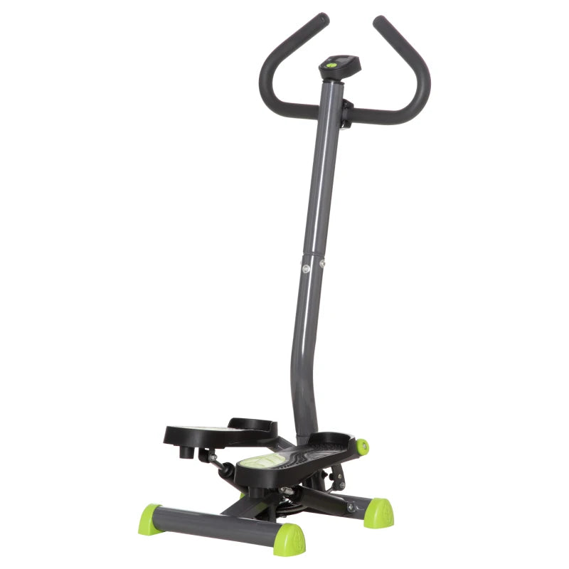 HOMCOM Stepper con Manubrio, Pedali Antiscivolo e Monitor LCD, in Acciaio e ABS, 55x44x108 cm, Nero Grigio e Verde