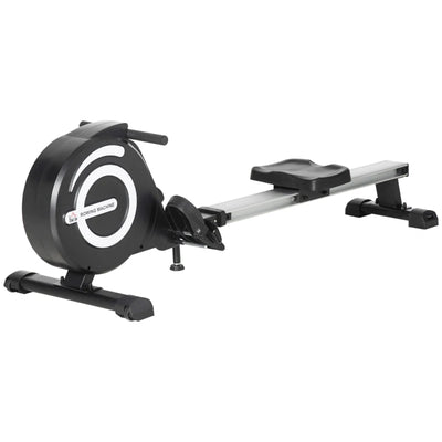HOMCOM Vogatore Magnetico Pieghevole per Allenamento a Casa, Volano Regolabile su 8 Livelli e Monitor LCD, 185x58x57cm, Nero