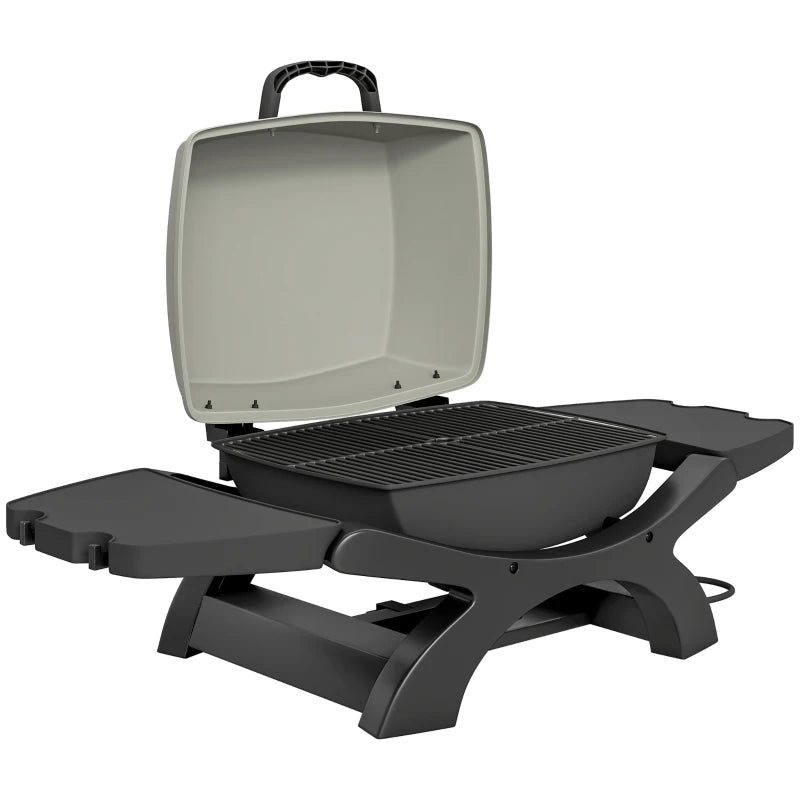 Outsunny barbecue elettrico 2300W, portatile da tavolo con ripiani laterali, colore nero.