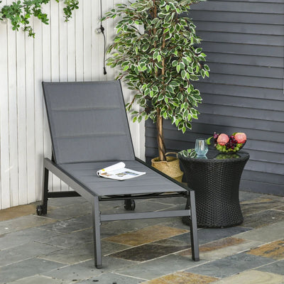 Outsunny Sdraio da Giardino Reclinabile su 5 Livelli con Rivestimento Imbottito