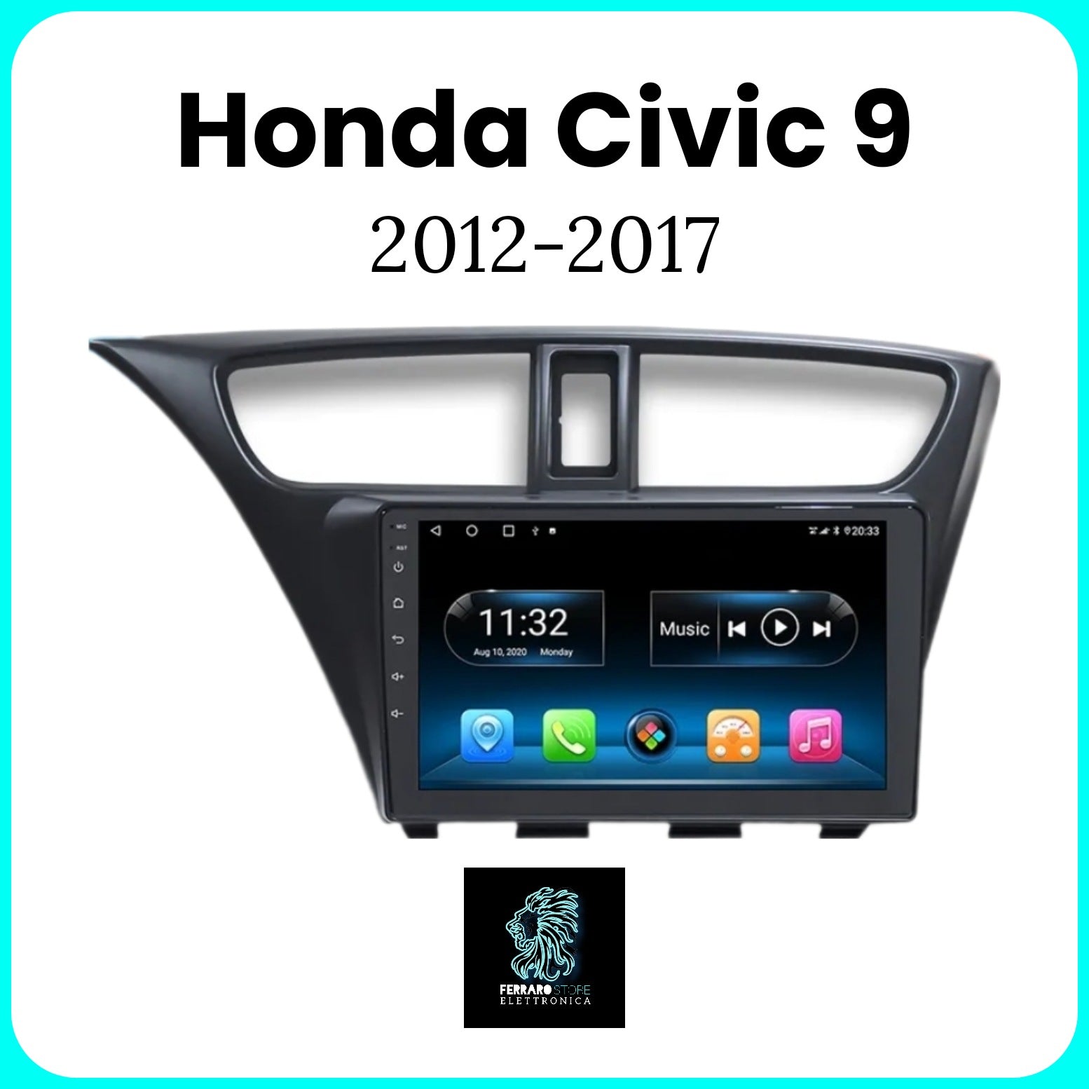 Autoradio per HONDA CIVIC 9 FK FB [2012 - 2017] - 2GB/4GB/6GB/8GB Sistema auto Intelligente, 2Din 9"Pollici, GPS, Navigatore, Wifi