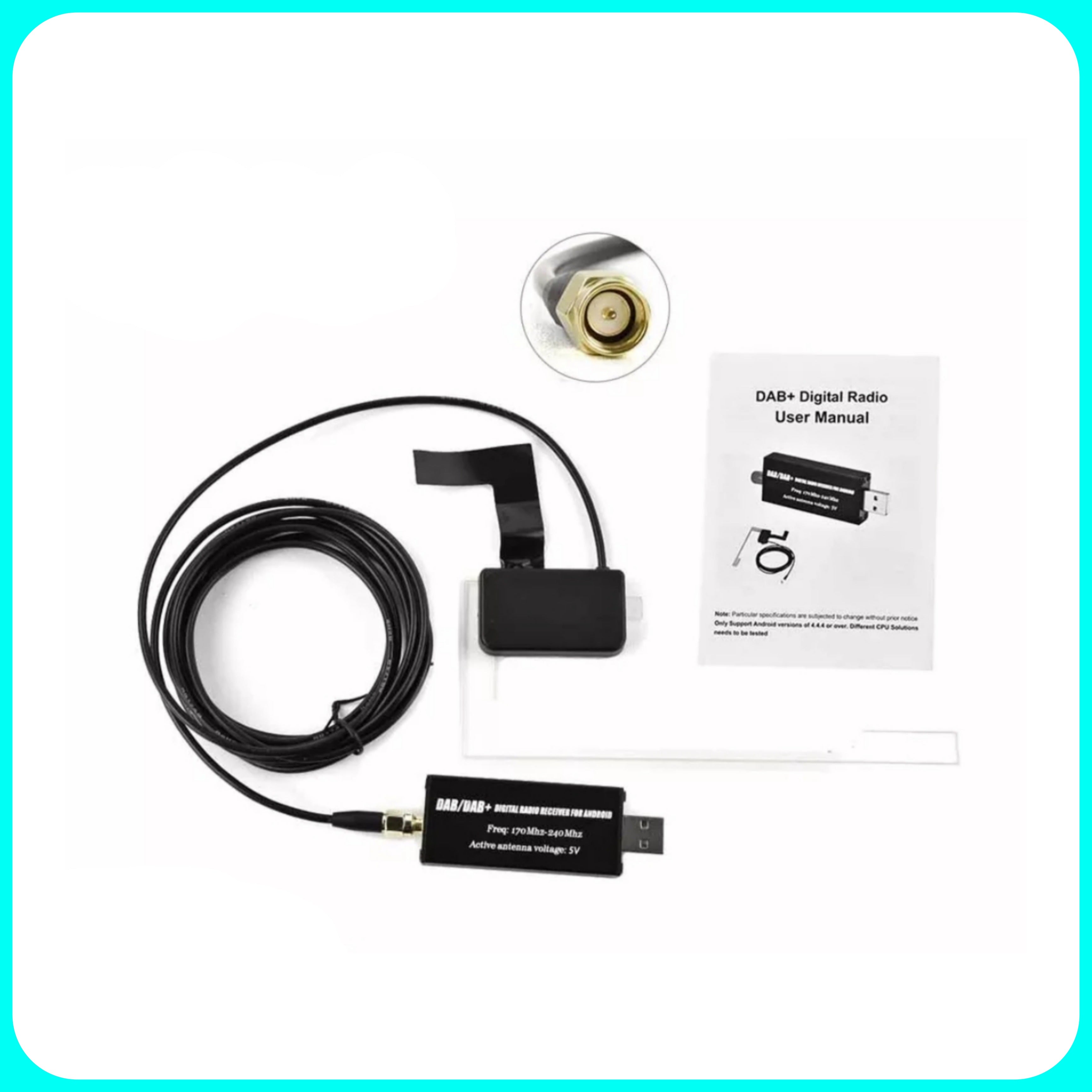 Adattatore DAB + - Antenna con Adattatore USB Lettore Ricevitore Stereo, GPS, per Autoradio Android Universale