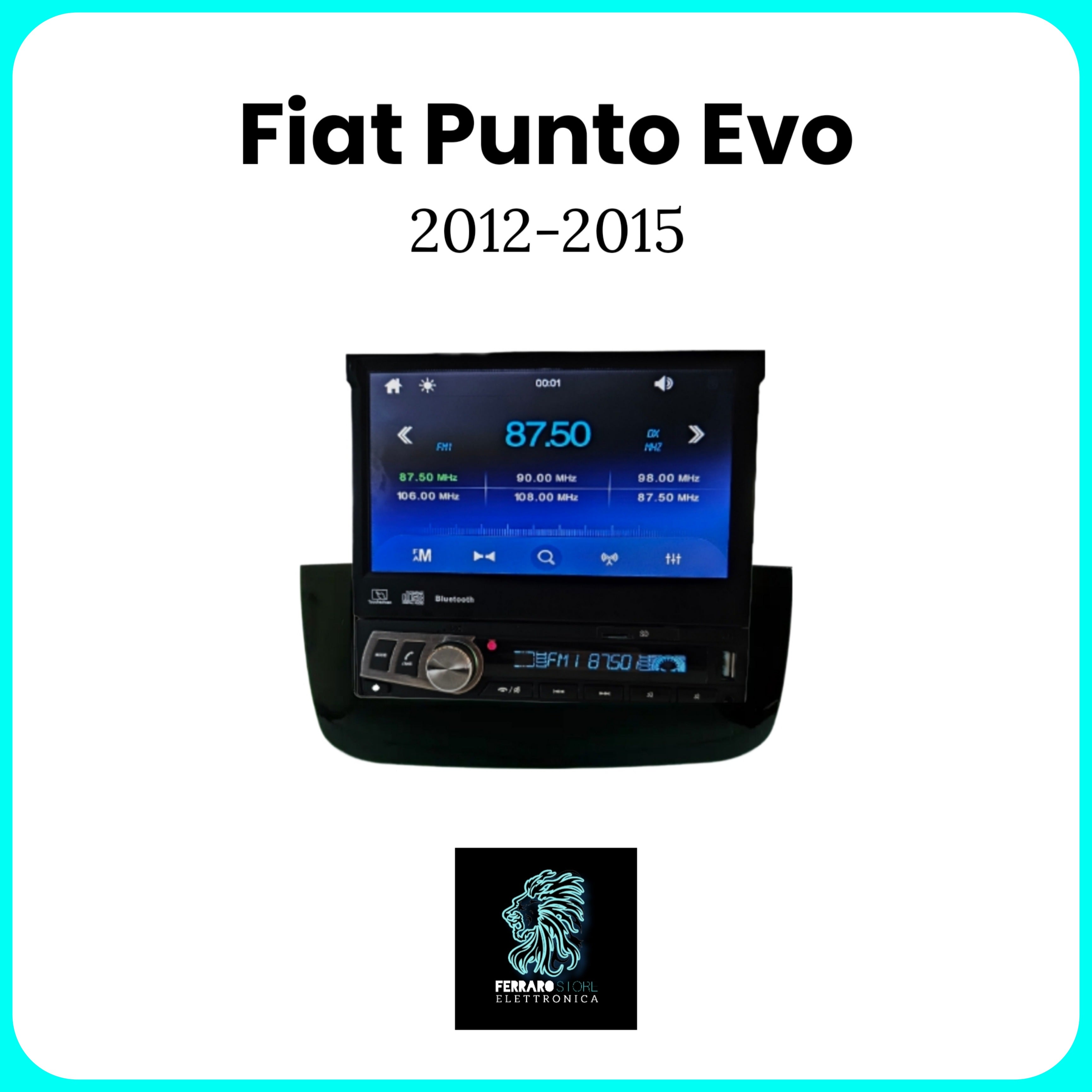 Autoradio per Fiat PUNTO EVO [2009 in Poi] - 1Din, Schermo 7"Pollici Motorizzato, Bluetooth, Radio, USB, Mirror Link per Android