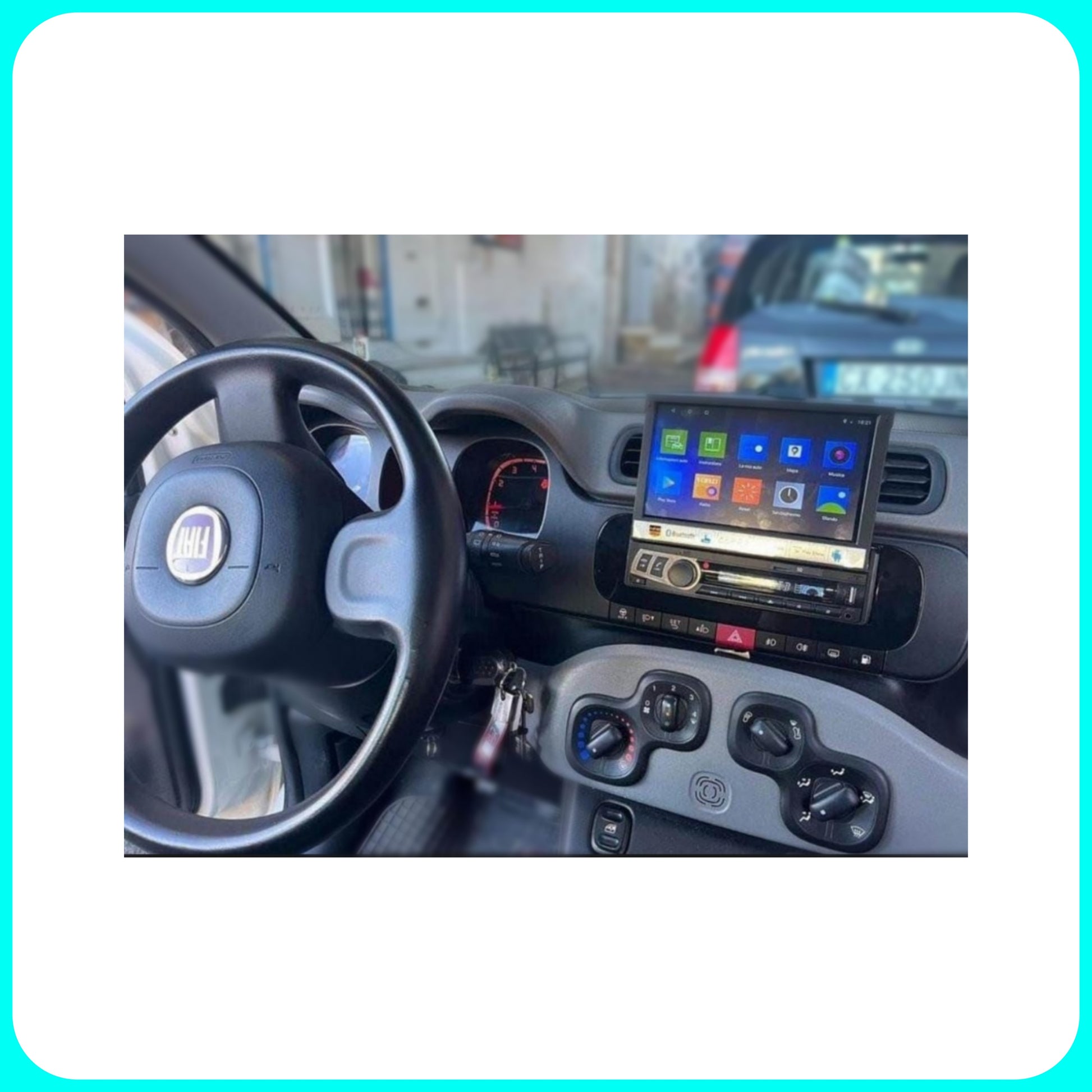 Autoradio per FIAT Panda 3a - 1Din 7Pollici, Motorizzato Android, GPS,  WiFi, Radio, Bluetooth, FM, SWC, PlayStore