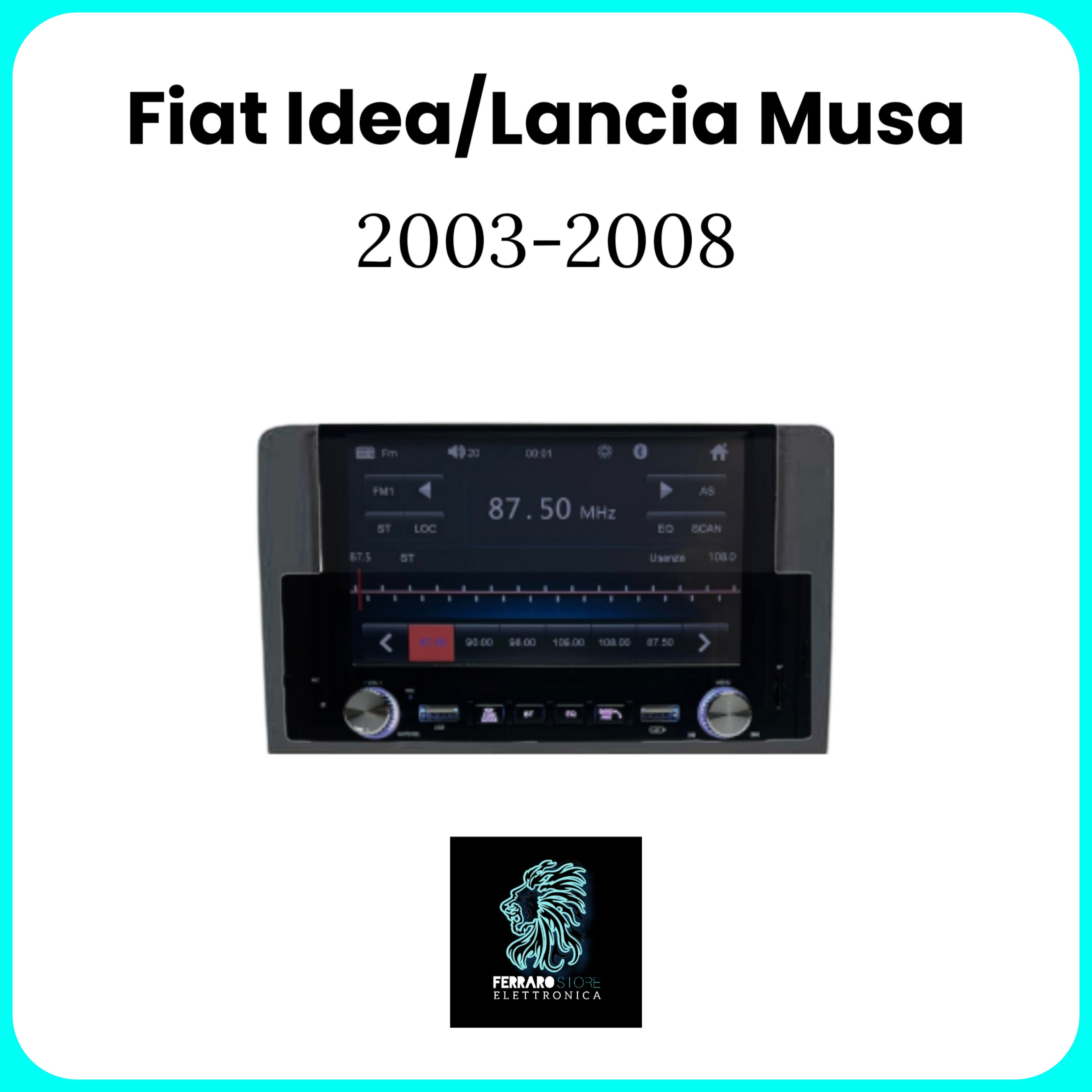 Autoradio per Fiat idea/Lancia Musa [2003-2008] - 1Din 6.2" Pollici, Bluetooth, Radio, Doppia USB, Mirror Link Android e IOS.