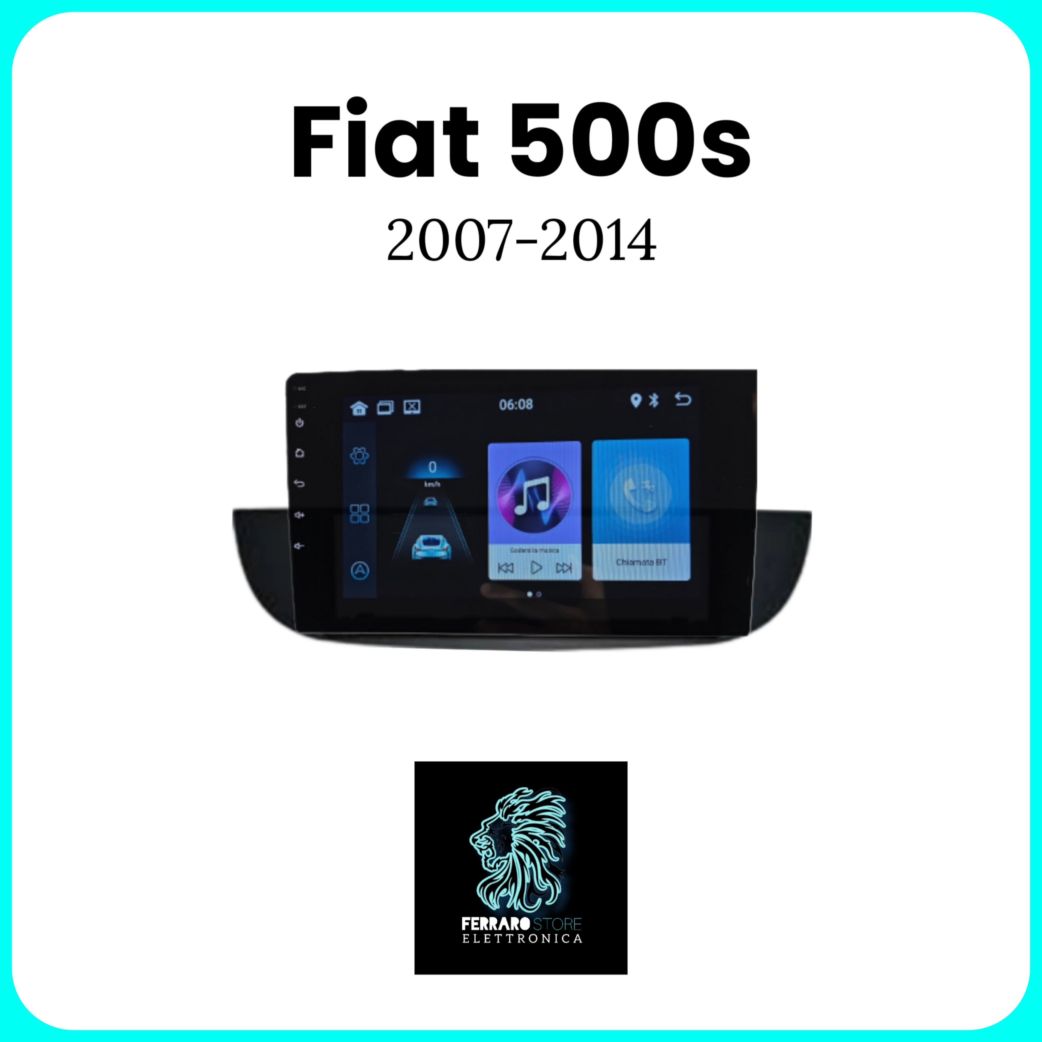 Autoradio per FIAT 500s [2007 - 2014] - 1Din 9"Pollici, Bluetooth, Radio, Android, PlayStore, Youtube, Navigatore