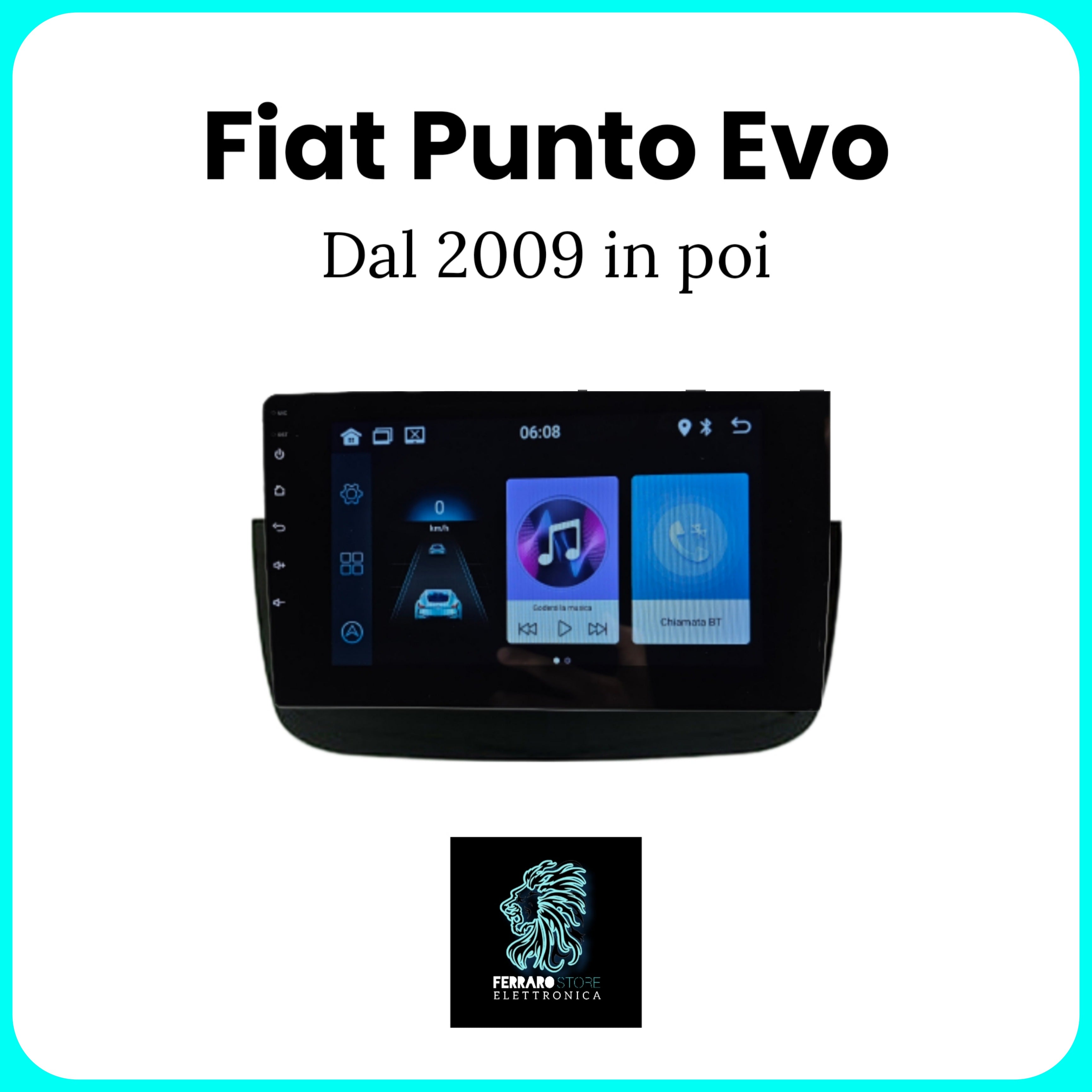 Autoradio PUNTO EVO [2009 in Poi] - 1Din 9"Pollici, Bluetooth, Radio, Android, PlayStore, Youtube, Navigatore