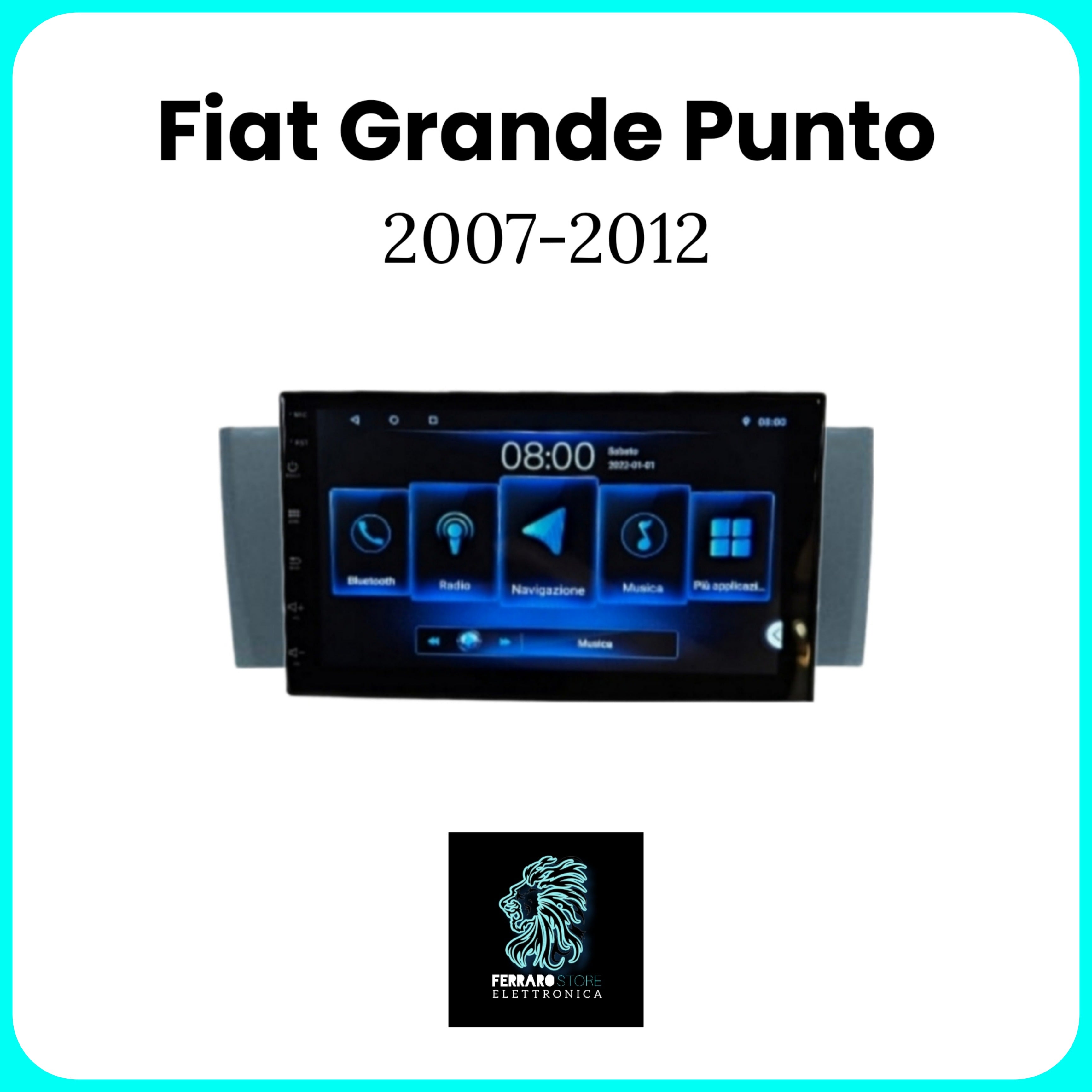 Autoradio per FIAT GRANDE PUNTO [2007 - 2012] - 1Din 7"Pollici, Android, PlayStore, Youtube, Navigatore, Bluetooth, Radio, GPS, Wifi