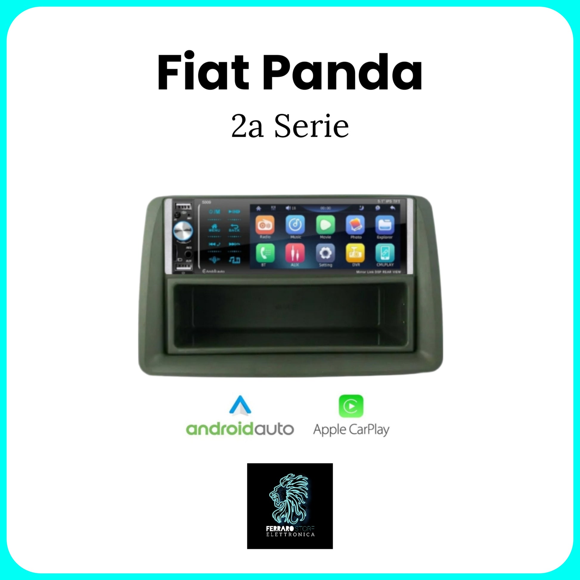 Autoradio per FIAT Panda 2a - 1Din, Schermo 7Pollici Motorizzato,  Bluetooth, Radio, USB, Mirror Link per Android