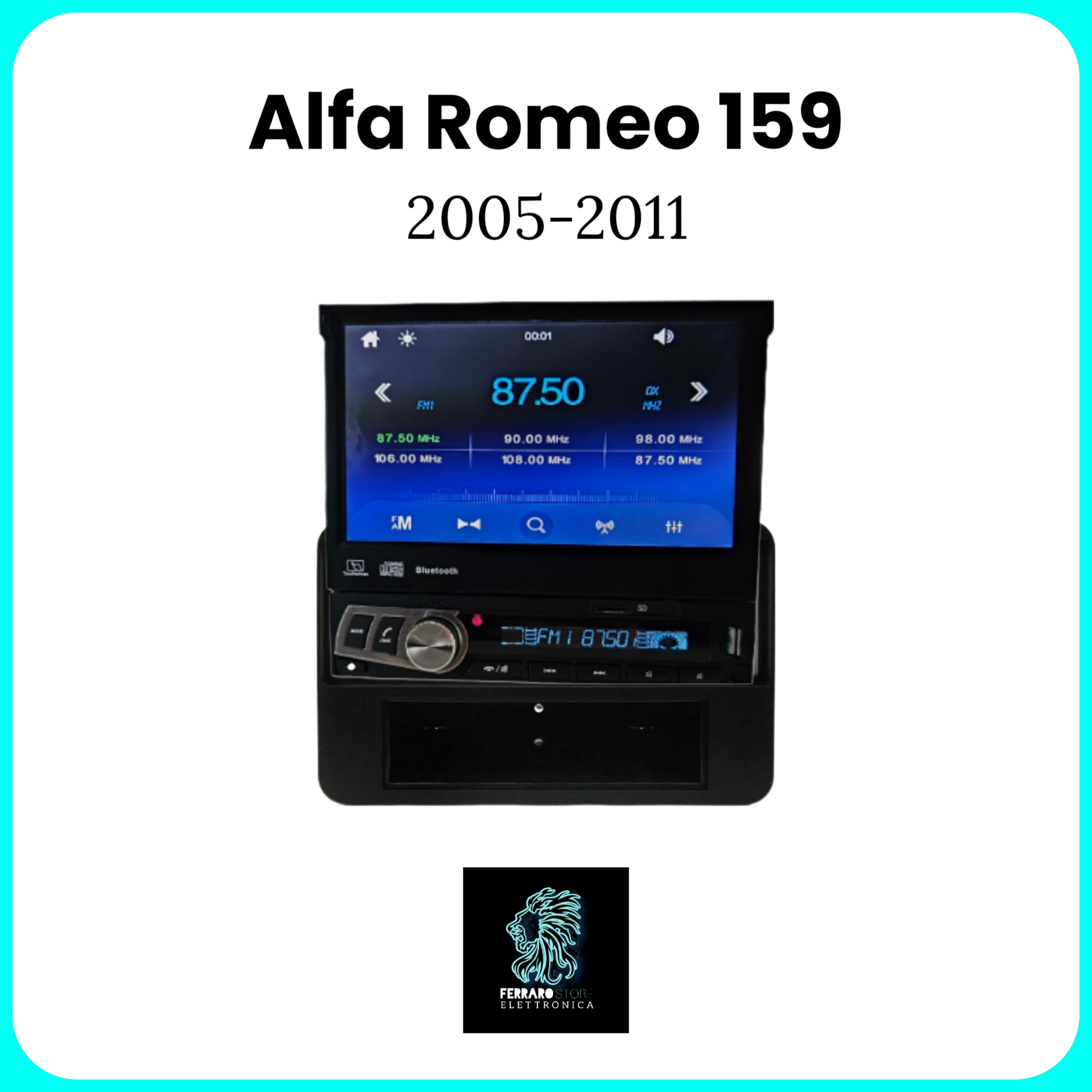 Autoradio per ALFA ROMEO 159 NO NAVI. [2005-2011] - 1Din, Schermo 7"Pollici Motorizzato, Bluetooth, Radio, USB, Mirror Link per Android