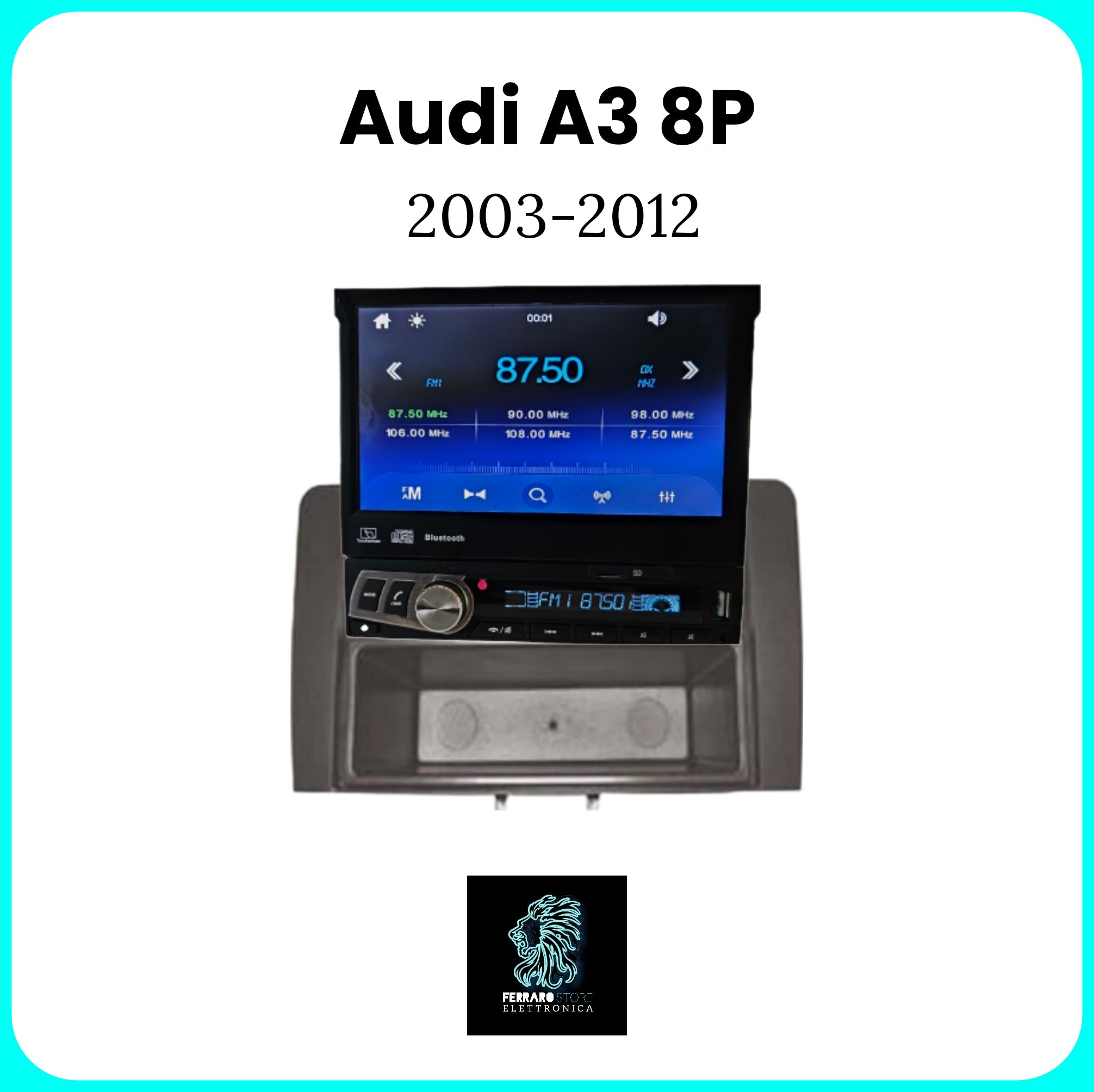 Autoradio per AUDI A3 8P [2003 - 2013] - 1Din, Schermo 7"Pollici Motorizzato, Bluetooth, Radio, USB, Mirror Link per Android