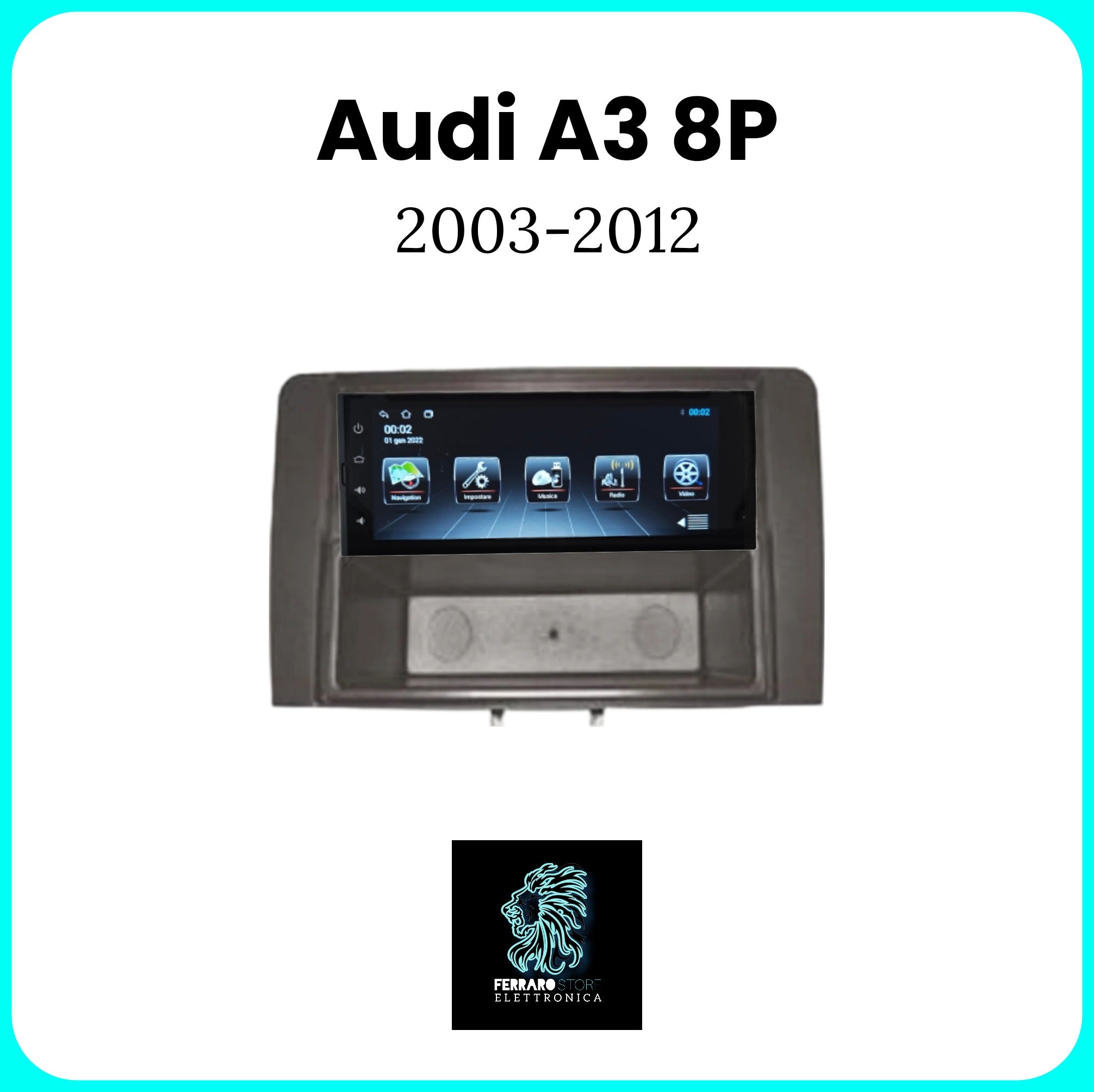 Autoradio per AUDI A3 8P [2003 - 2013] - 1Din 6.9"Pollici, Android, GPS, WiFi, Bluetooth, Youtube, Playstore, Radio, Playstore.