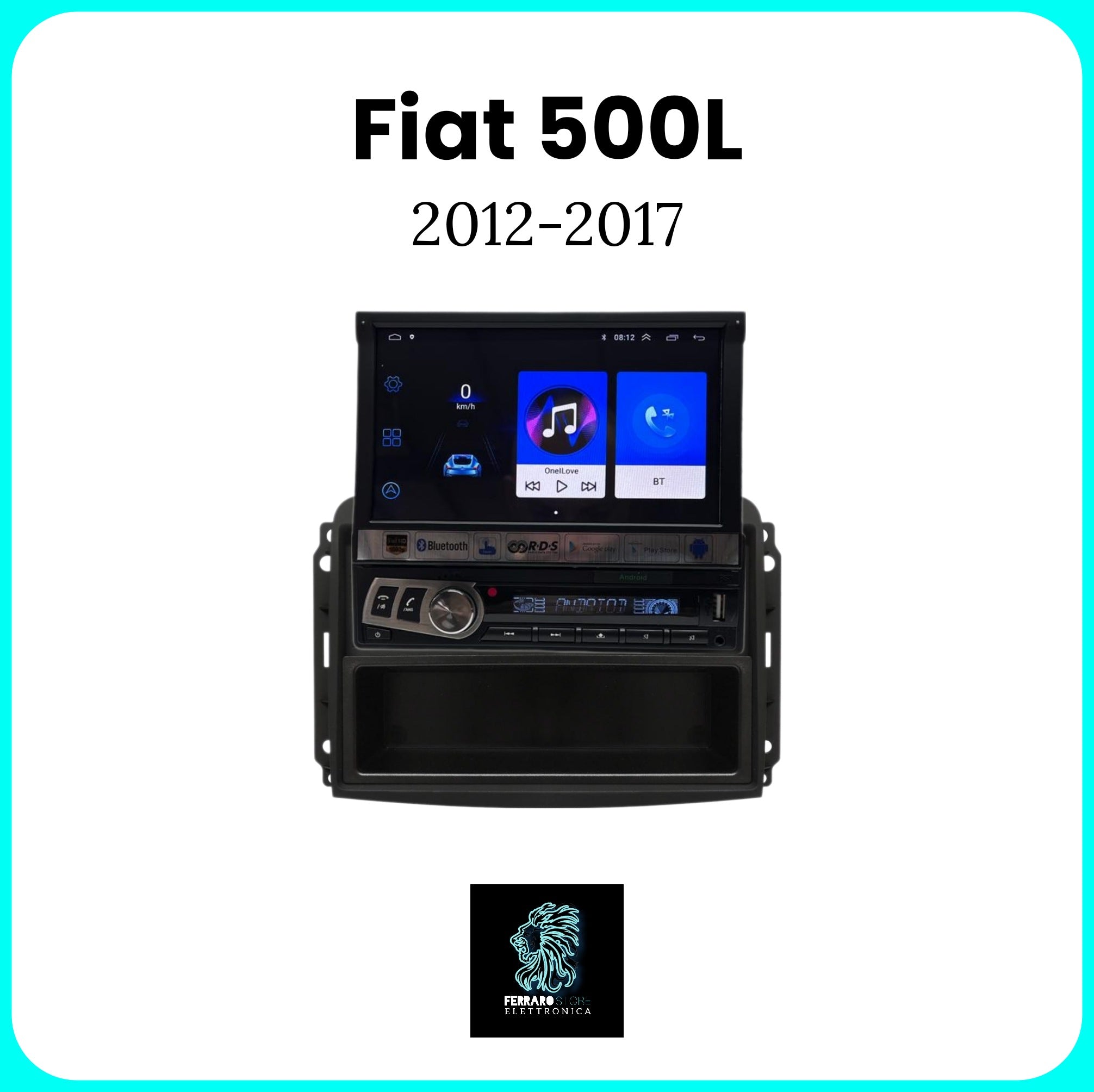 Autoradio per FIAT 500L [2012-2017] - 1Din 7"Pollici, Android, Motorizzato, GPS, WiFi, Radio, Bluetooth, FM, SWC, PlayStore