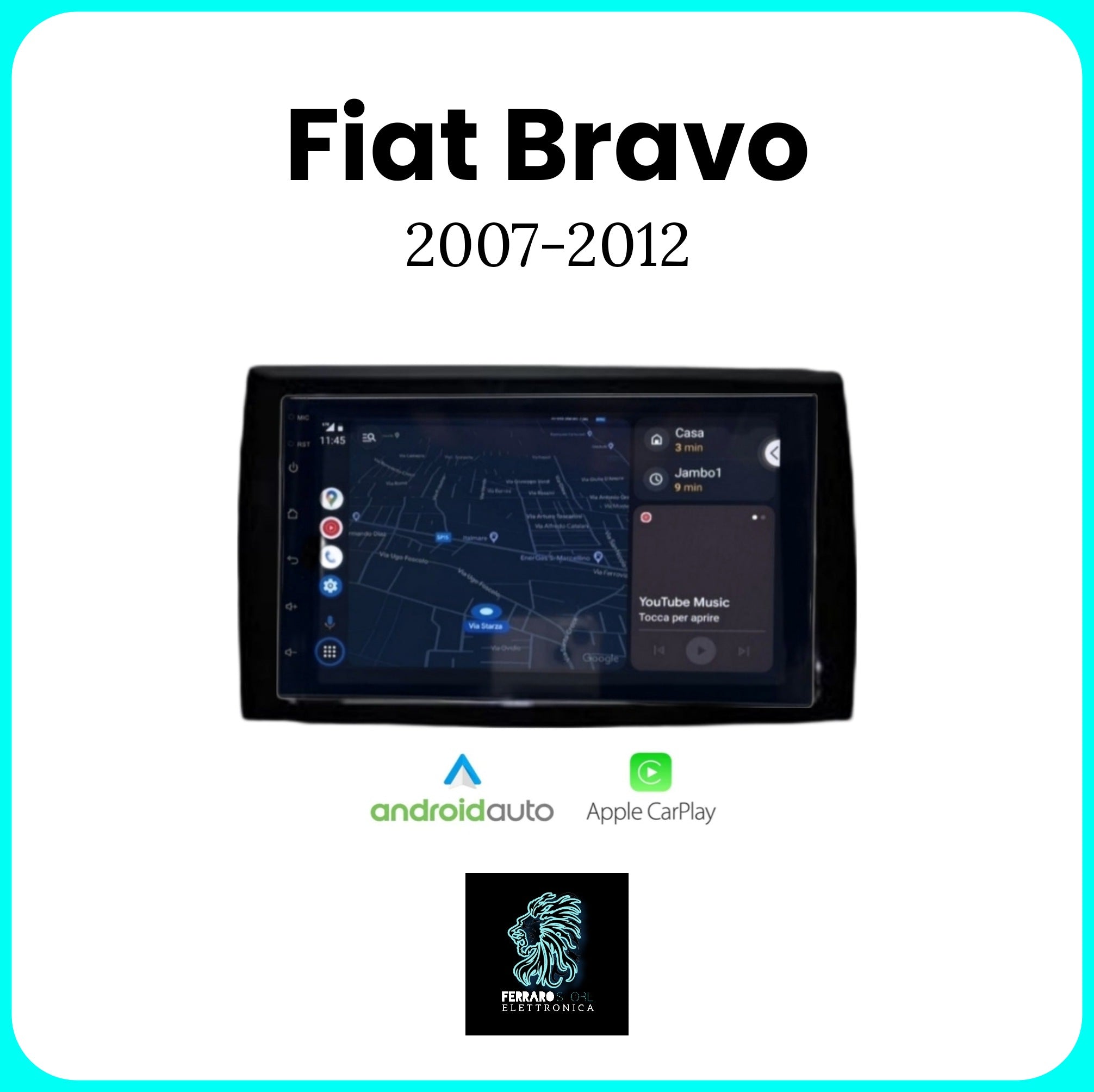 Autoradio per FIAT BRAVO [2007-2012] - 2Din 7"Pollici, Bluetooth, Navigatore, Radio RDS, Touch, USB, Wifi