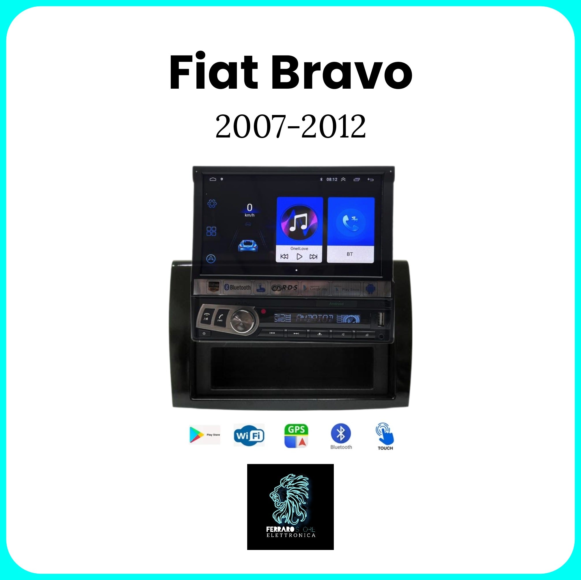 Autoradio per FIAT BRAVO [2007-2012] - 1Din 7"Pollici, Android, Motorizzato, GPS, WiFi, Radio, Bluetooth, FM, SWC, PlayStore