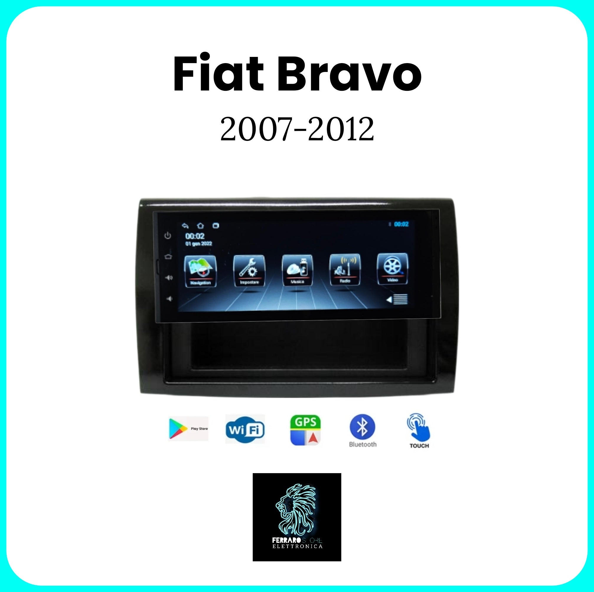 Autoradio per FIAT BRAVO [2007-2012] - 1Din 6.9"Pollici, Android, GPS, WiFi, Bluetooth, Youtube, Playstore, Radio, Playstore.