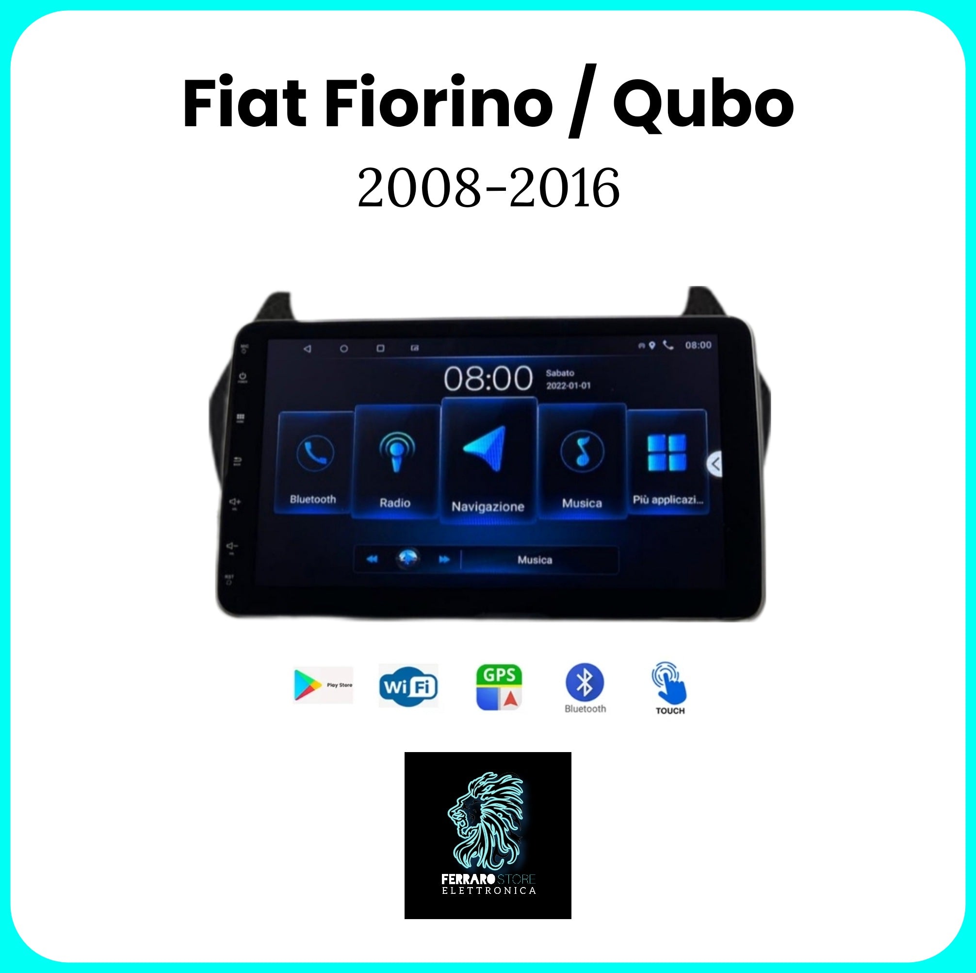 Autoradio per FIAT FIORINO - QUBO [2008 - 2017] - Sistema auto Intelligente, 1Din 10"Pollici, GPS, Navigatore, Wifi, PlayStore