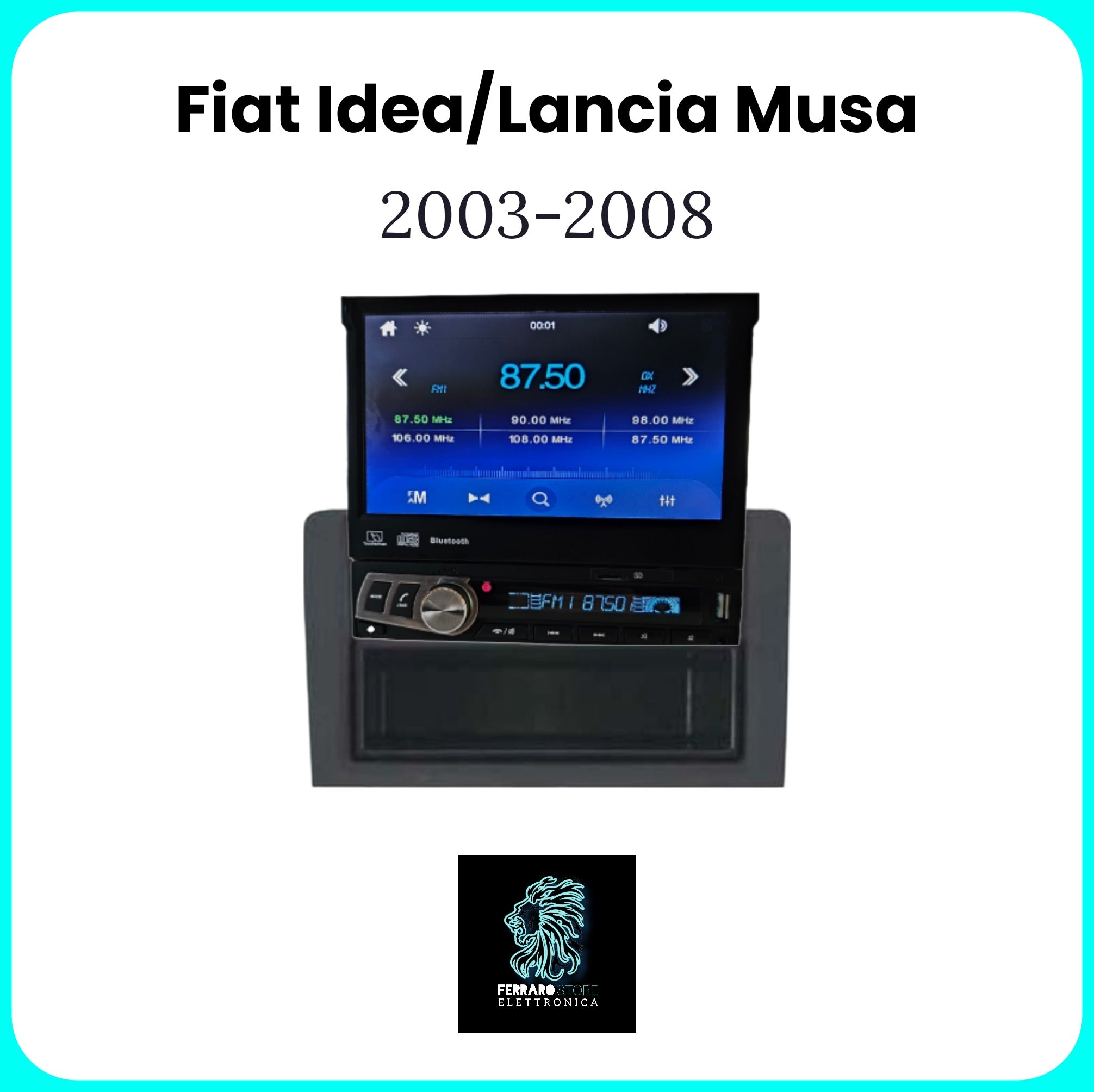 Autoradio per Fiat idea/Lancia Musa [2003-2008] - 1Din, Schermo 7"Pollici Motorizzato, Bluetooth, Radio, USB, Mirror Link per Android
