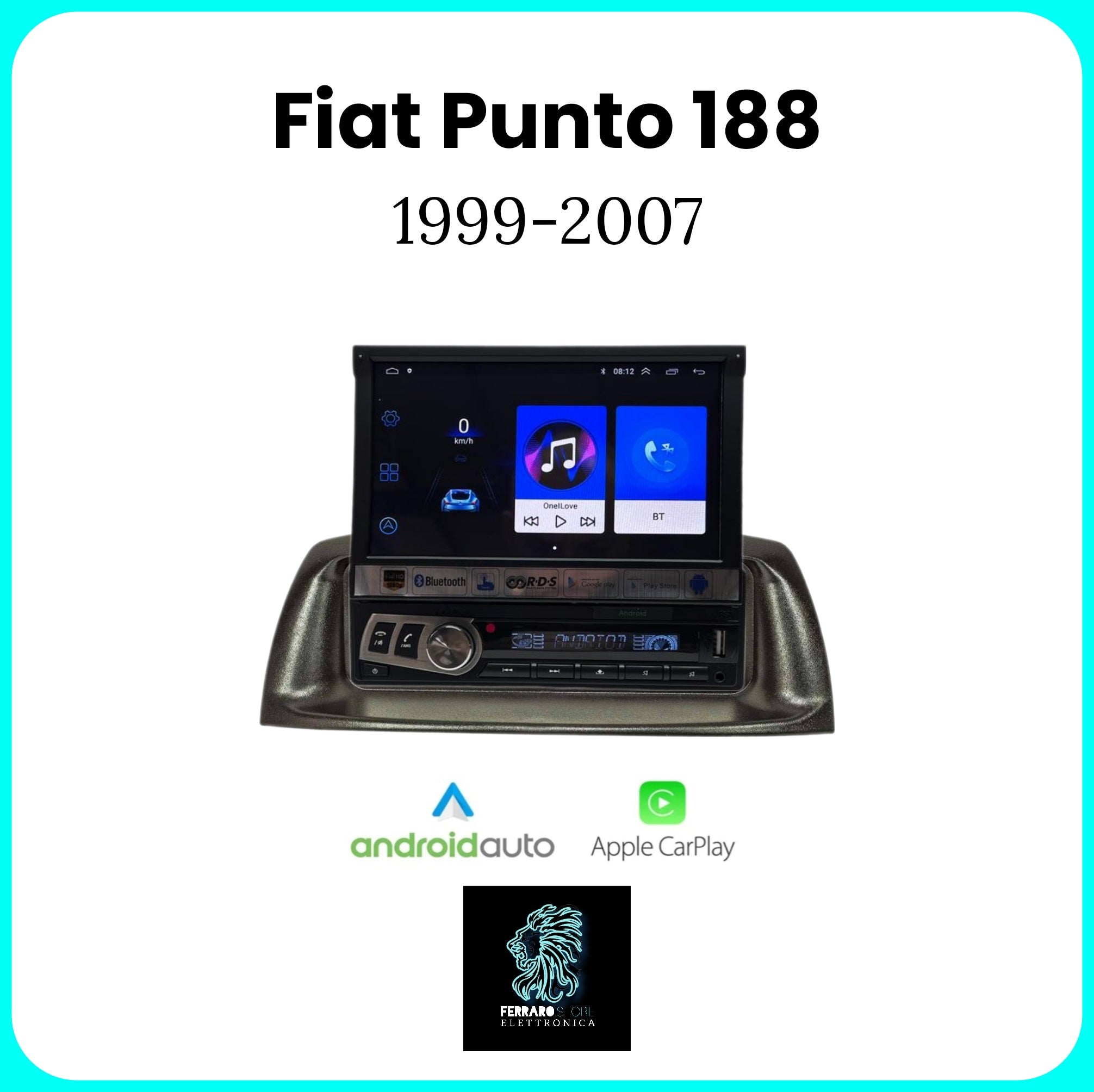 Autoradio per Fiat PUNTO 188 [1999-2007] - 1Din 7"Pollici, Android, Motorizzato, GPS, WiFi, Radio, Bluetooth, FM, SWC, PlayStore