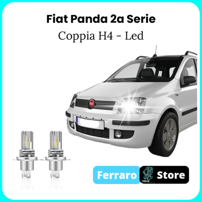 H4 LED Bulbs for Fiat Panda 2nd Series - 15000 Lumen, Low Beam, High Beam, White LED Bulbs