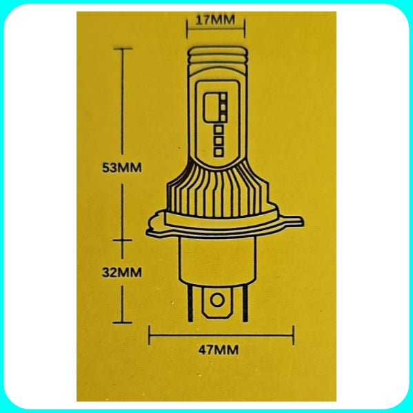 H4 LED Bulbs for Fiat Panda 2nd Series - 15000 Lumen, Low Beam, High Beam, White LED Bulbs