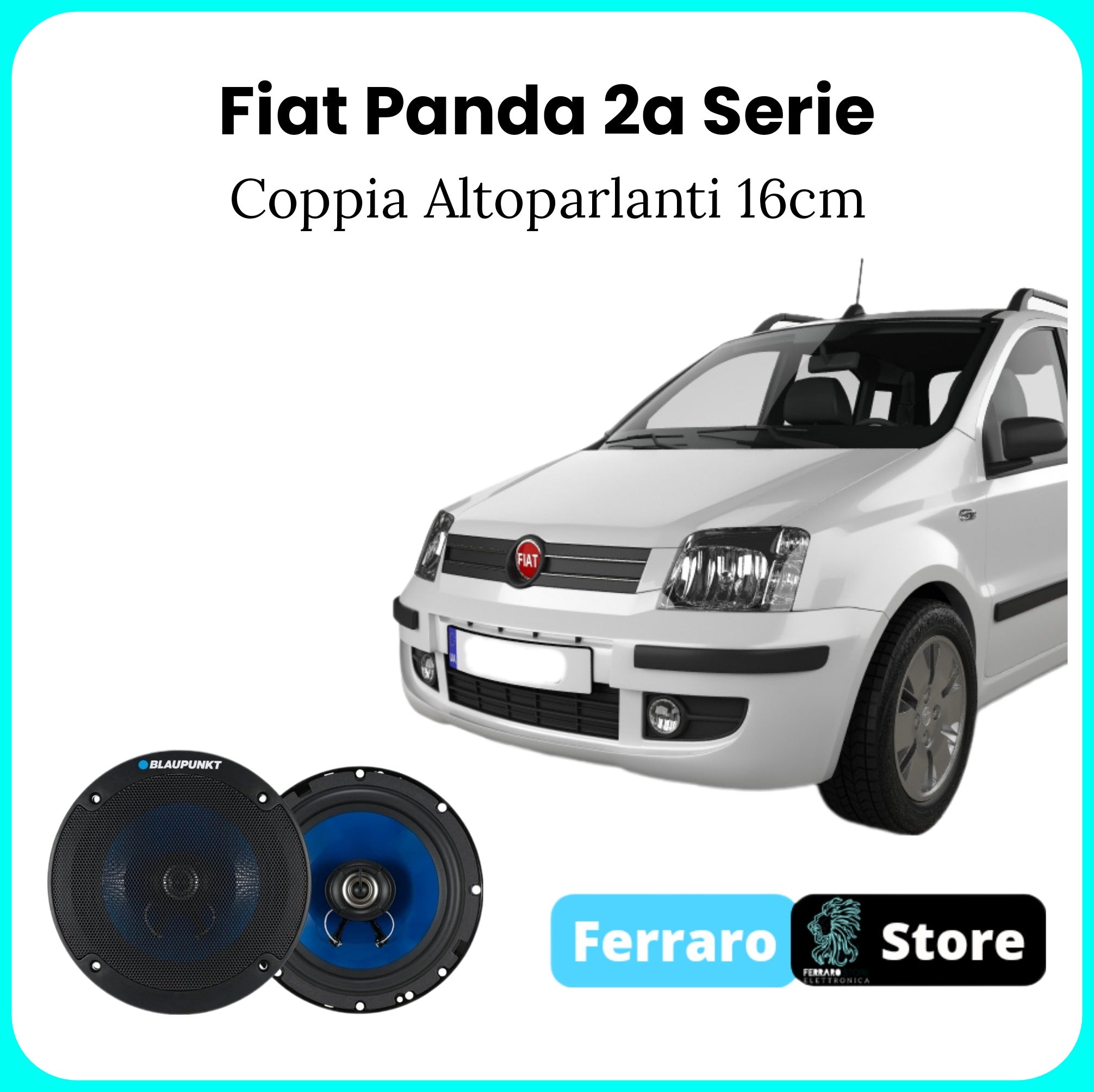 Coppia Altoparlanti per Fiat Panda Seconda Serie - Blaupunk, 2 Vie, Coassiali 5.2 16cm, 250w