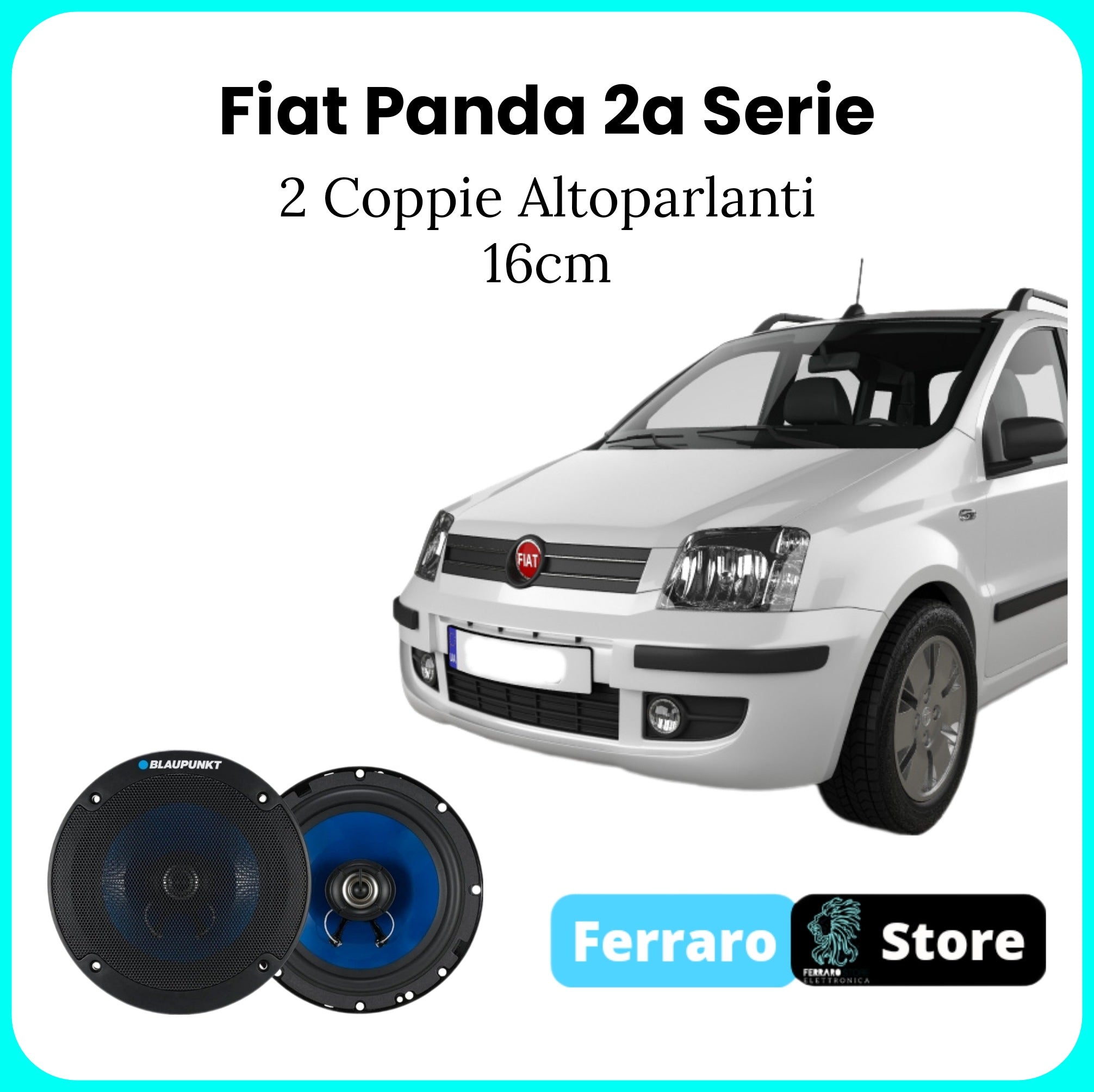 Pair of Speakers for Fiat Panda Second Series - Blaupunk, 2 Way, Coaxial 5.2 16cm, 250w