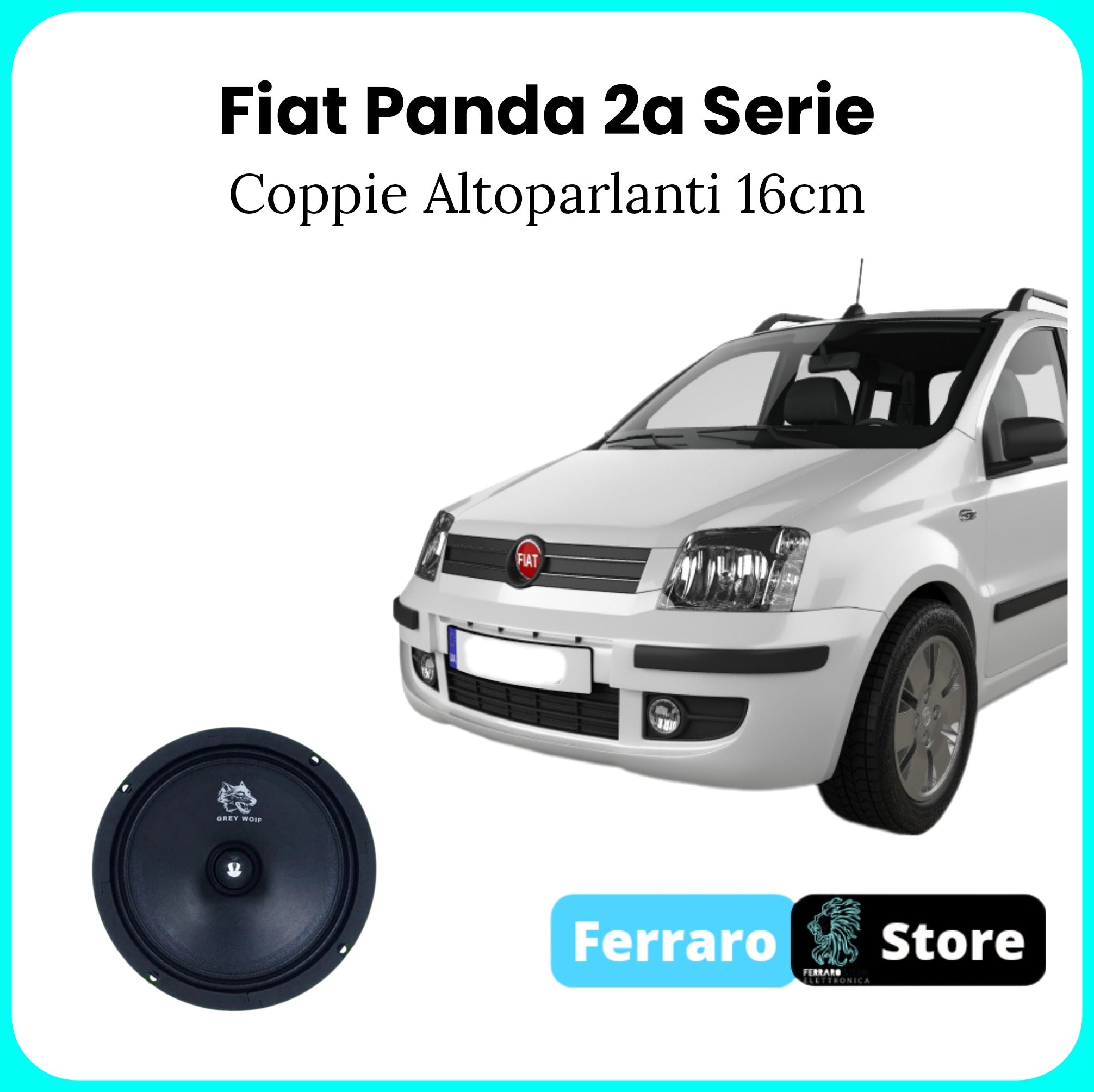 Pair of Speakers for Fiat Panda Second Series - 16cm, 600w Speakers