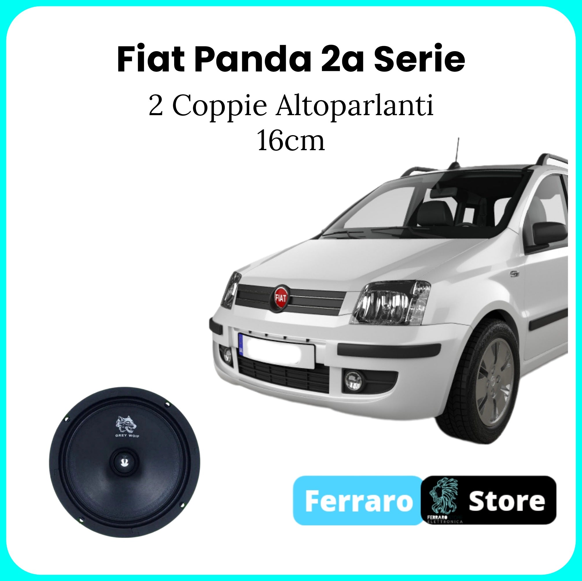 Pair of Speakers for Fiat Panda Second Series - 16cm, 600w Speakers