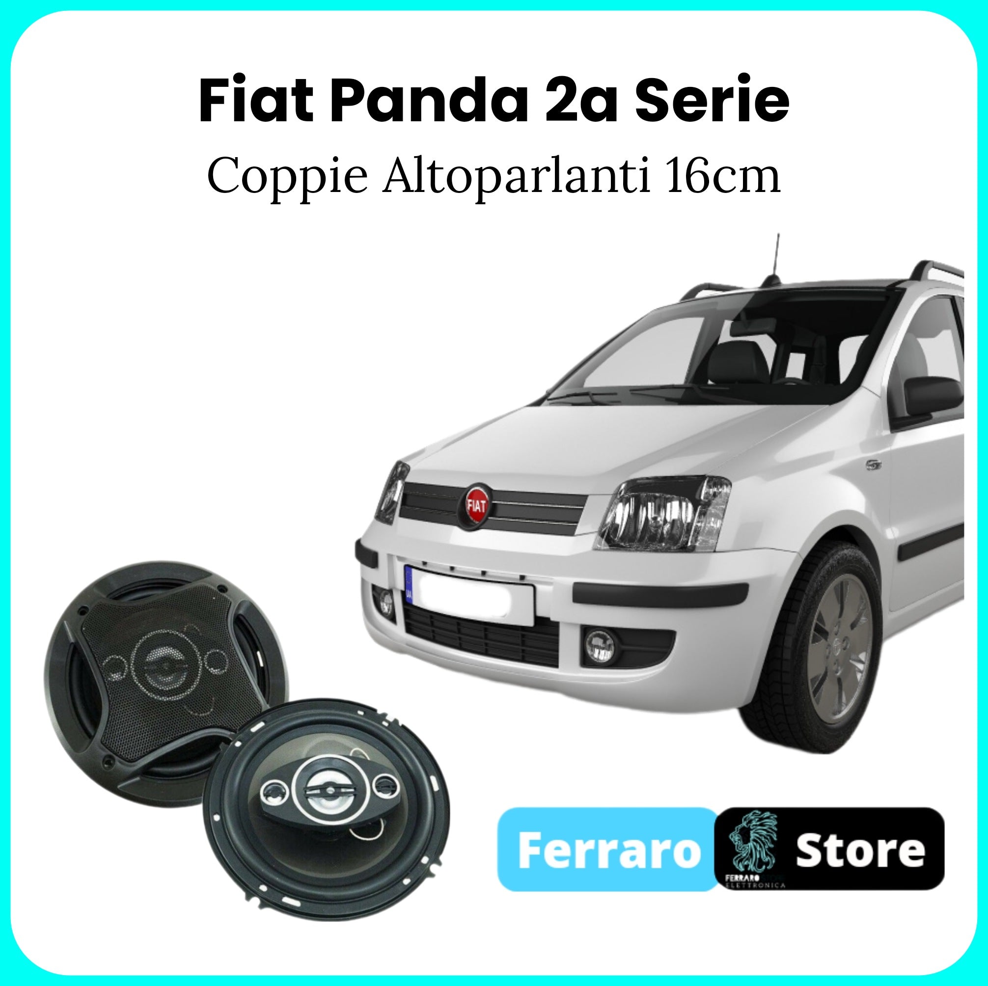 Pair of Speakers for Fiat Panda Second Series - 16cm Speakers, Max 500w