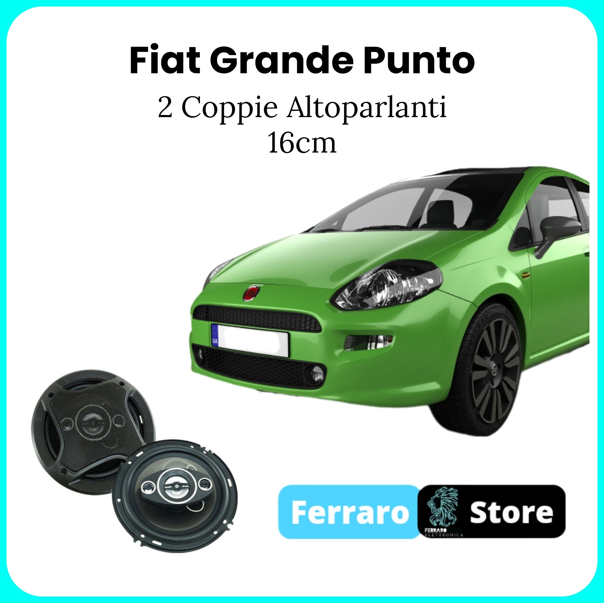 Kit 2 Casse per Fiat Grande Punto - Altoparlanti 16cm, Max 500w