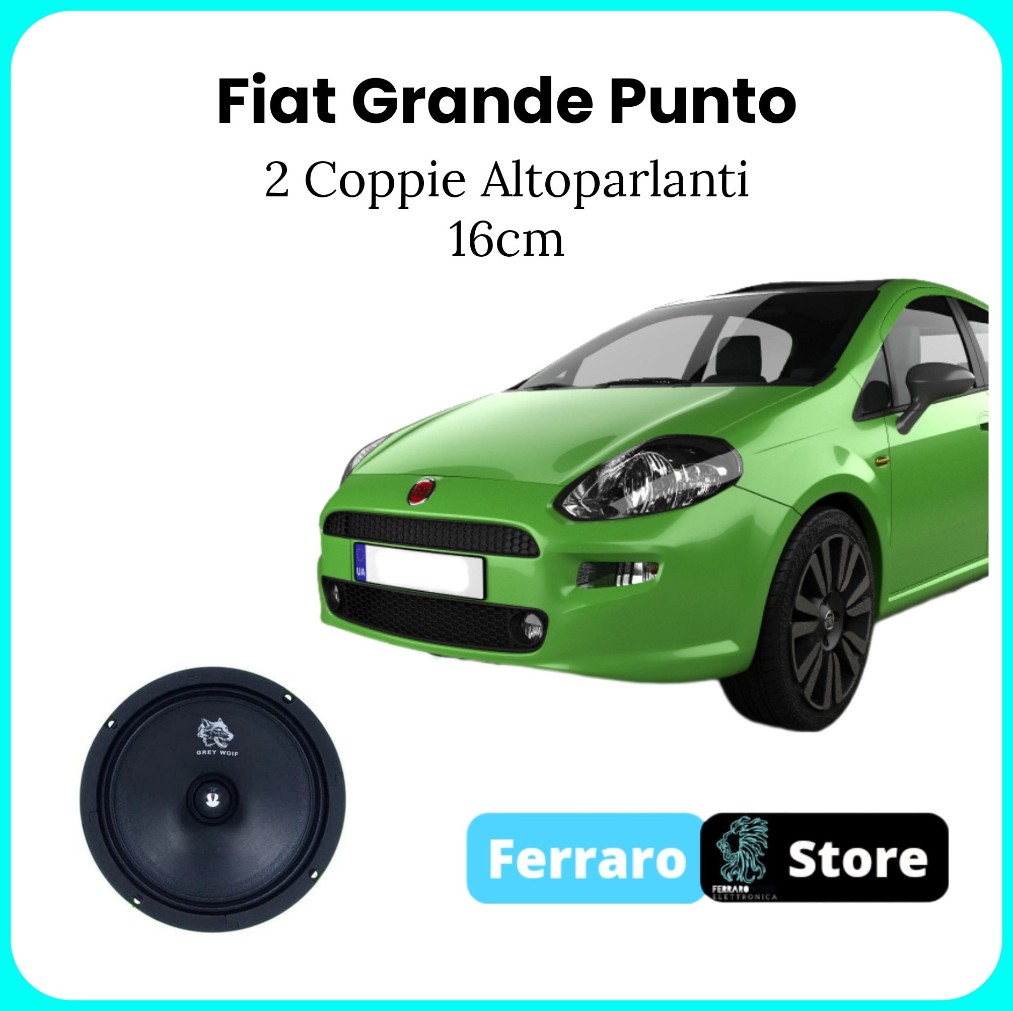 Kit 2 Casse per Fiat Grande Punto - 16cm, Altoparlanti 600w