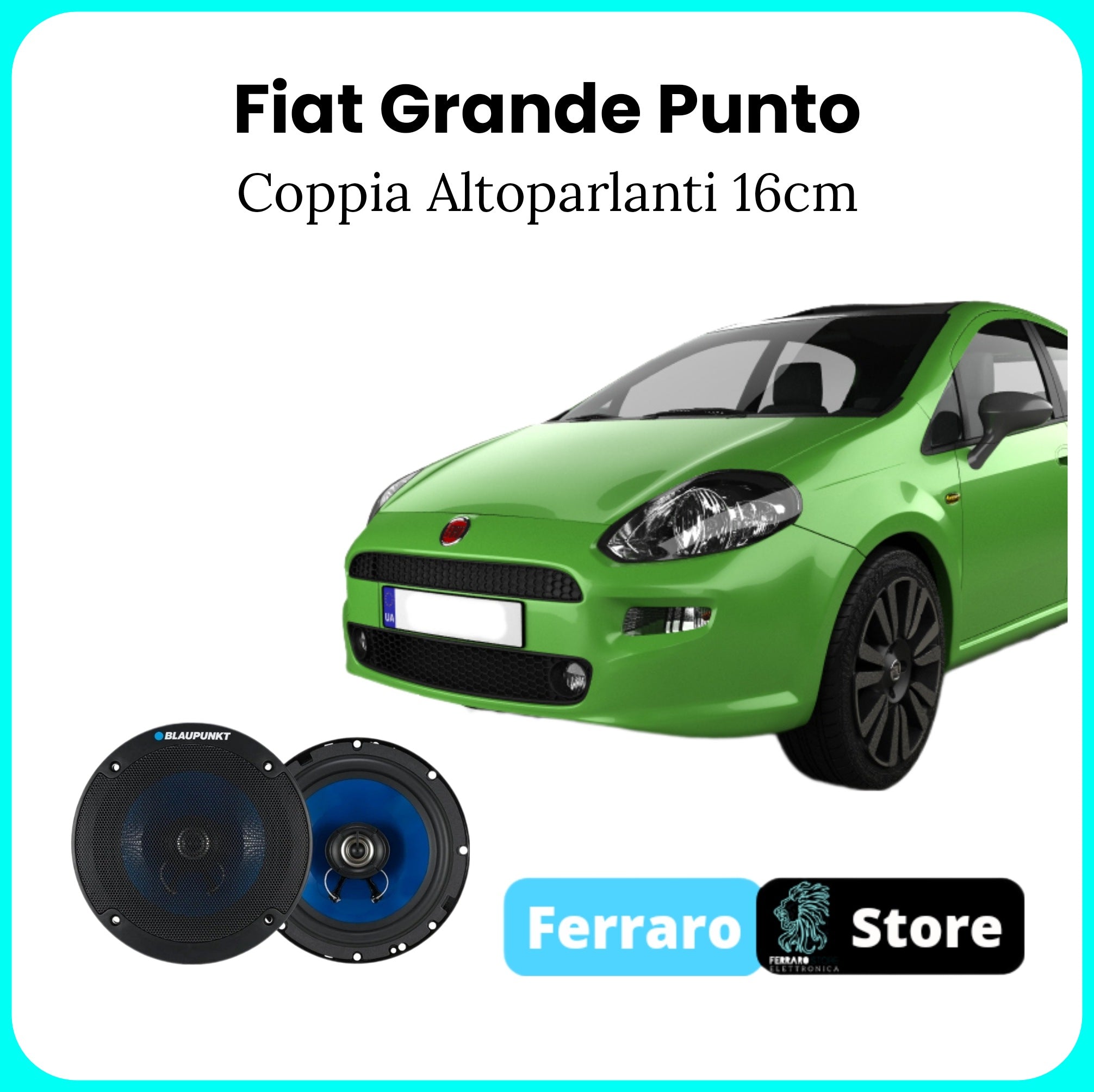 Pair of Speakers for Fiat Grande Punto - Blaupunk, 2 Way, Coaxial 5.2 16cm, 250w