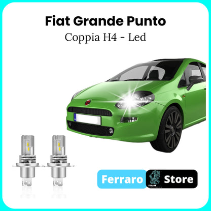 H4 Led Bulbs for Fiat Grande Punto - 15000 Lumen, Low Beam, High Beam, White Led Bulbs.