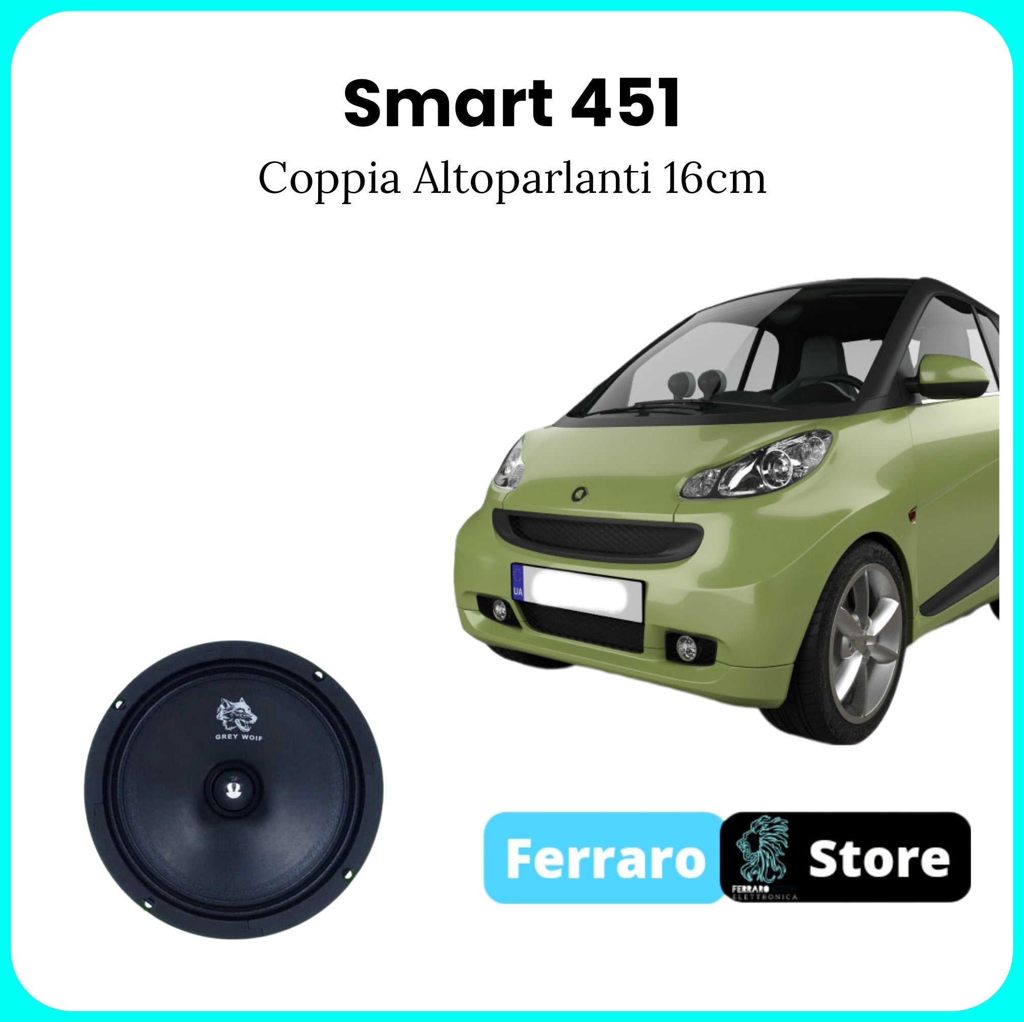 Kit 2 Casse per Smart 451 - 16cm, Altoparlanti 600w