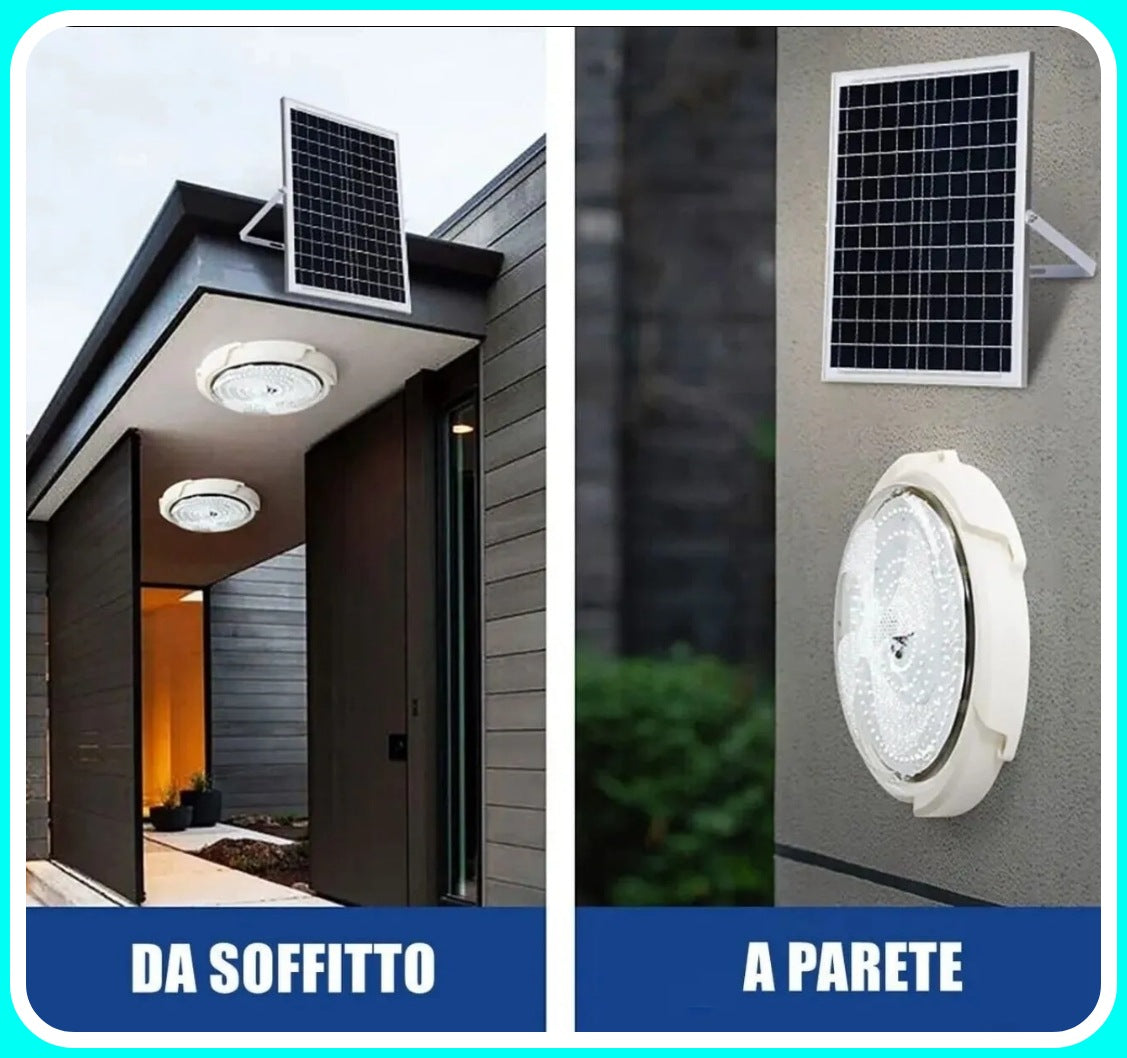 Plafoniera LED 200w - con Pannello Solare, Faro Sensore Crepuscolare, Esterno