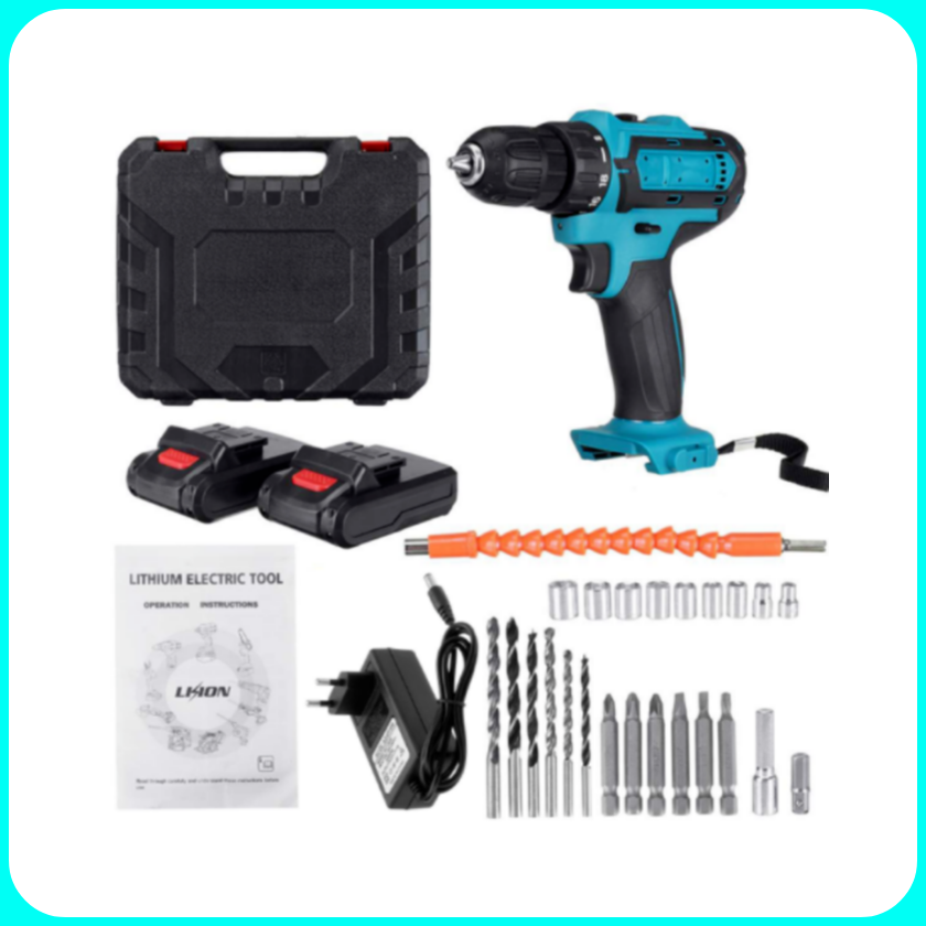 Percussion Drill Screwdriver - Double Battery 48V, with Accessories and Case