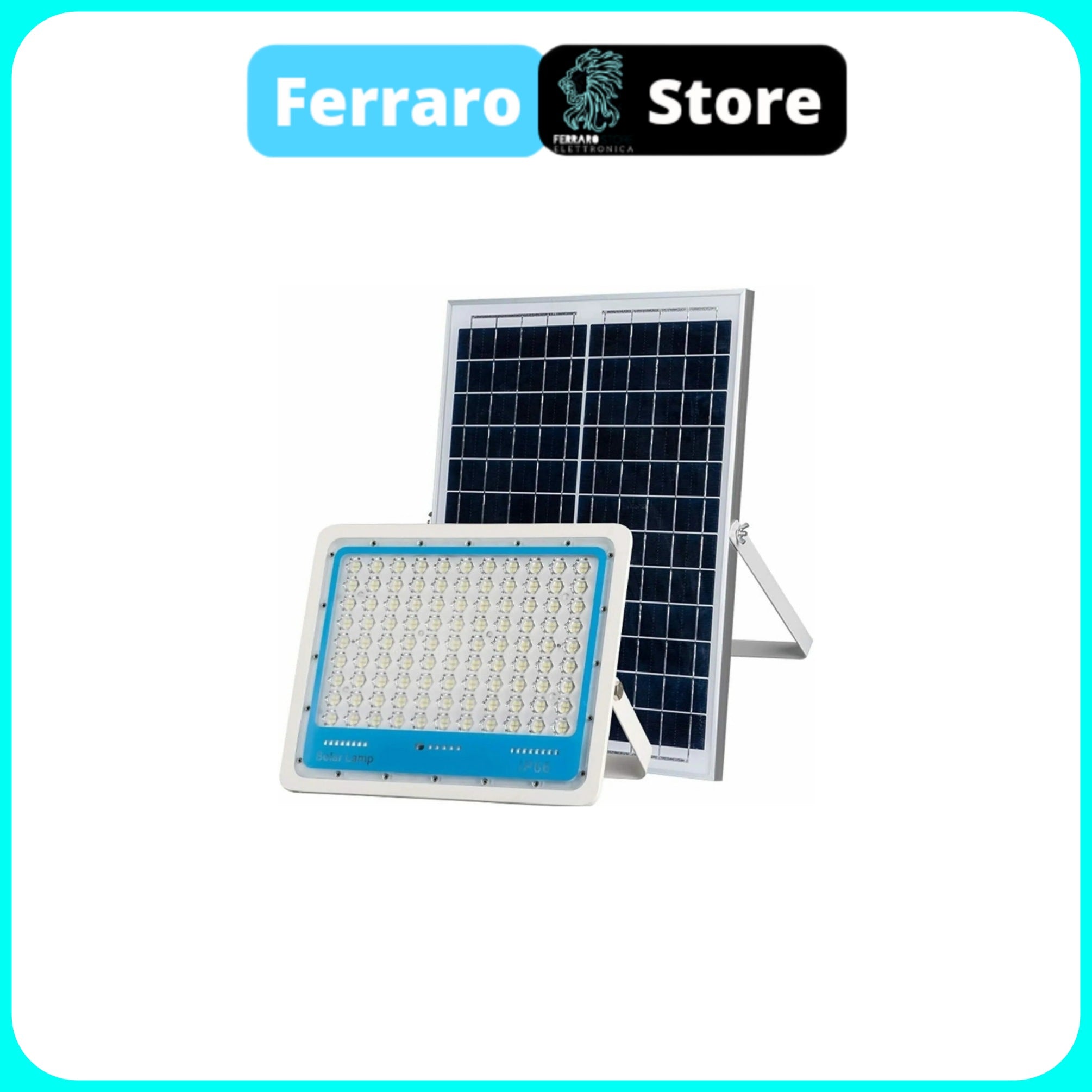 Faro Led 1000w - Slim Con Pannello Solare Crepuscolare, Telecomando incluso, Luce Fredda, Energia Crepuscolare.