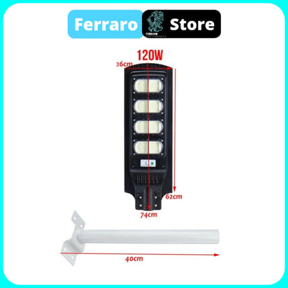 External Solar Street Light - 120w, Solar Panel, Twilight Sensor, Remote Control and Bracket.