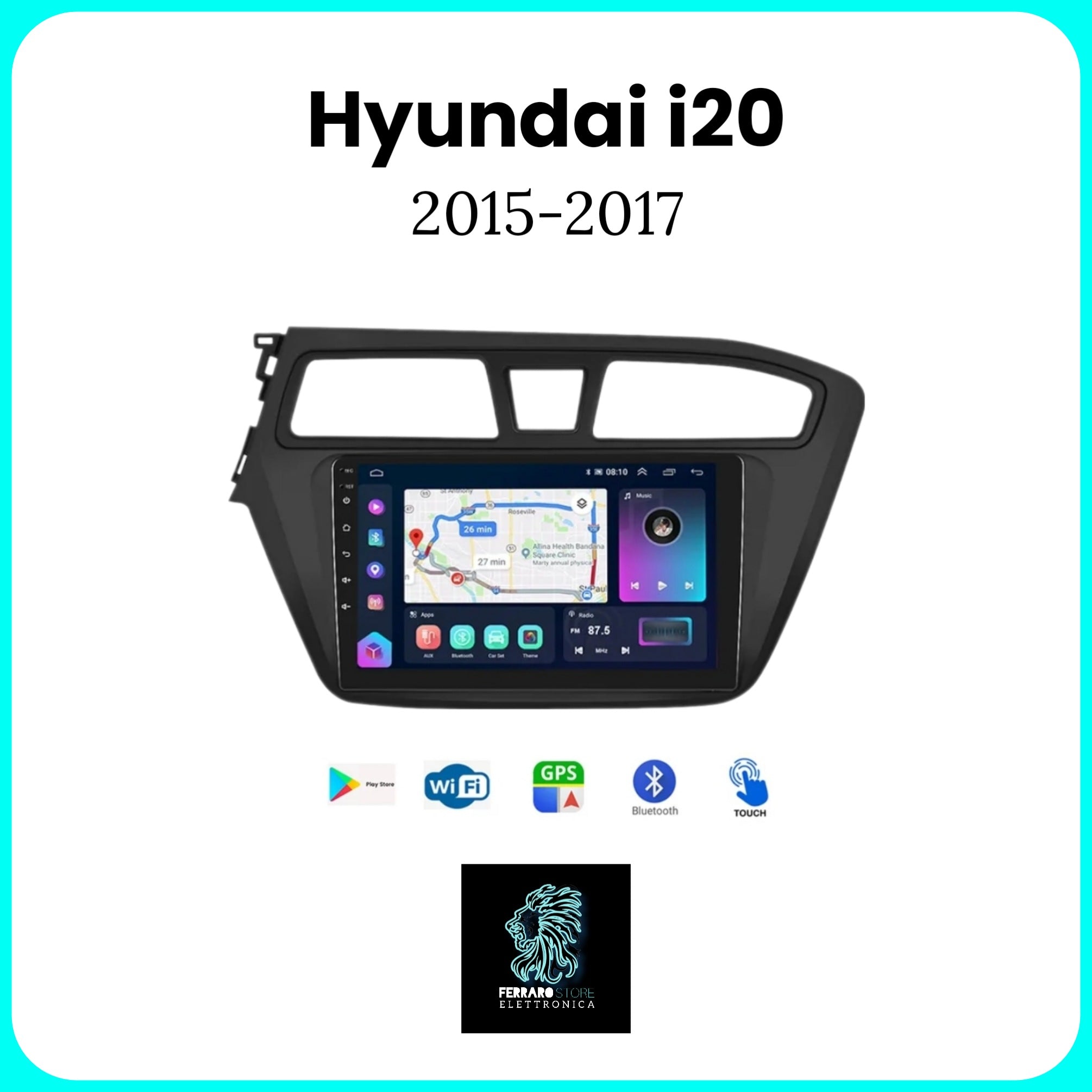 Autoradio per HYUNDAI i20 [2015 - 2017] - Sistema auto Intelligente, 2Din 9"Pollici, GPS, Navigatore, Wifi
