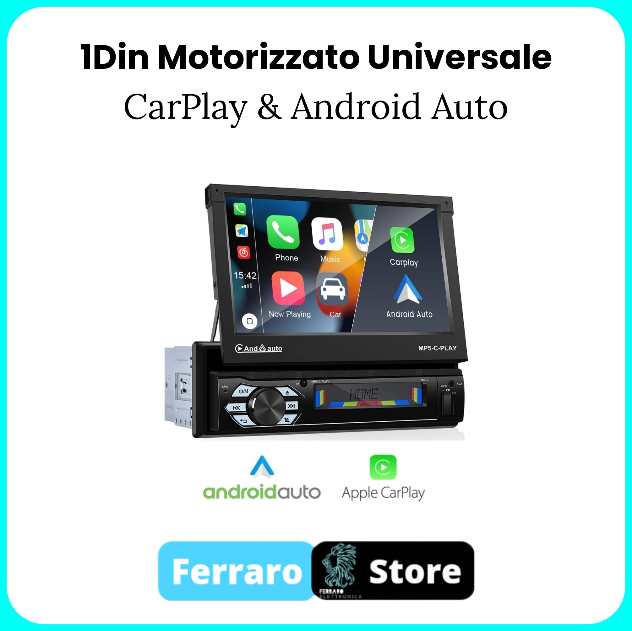 Autoradio Universale [MOTORIZZATO] - 1Din 7"Pollici, Android, GPS, WiFi, Radio, Bluetooth, FM, SWC, PlayStore, Carplay & Android Auto