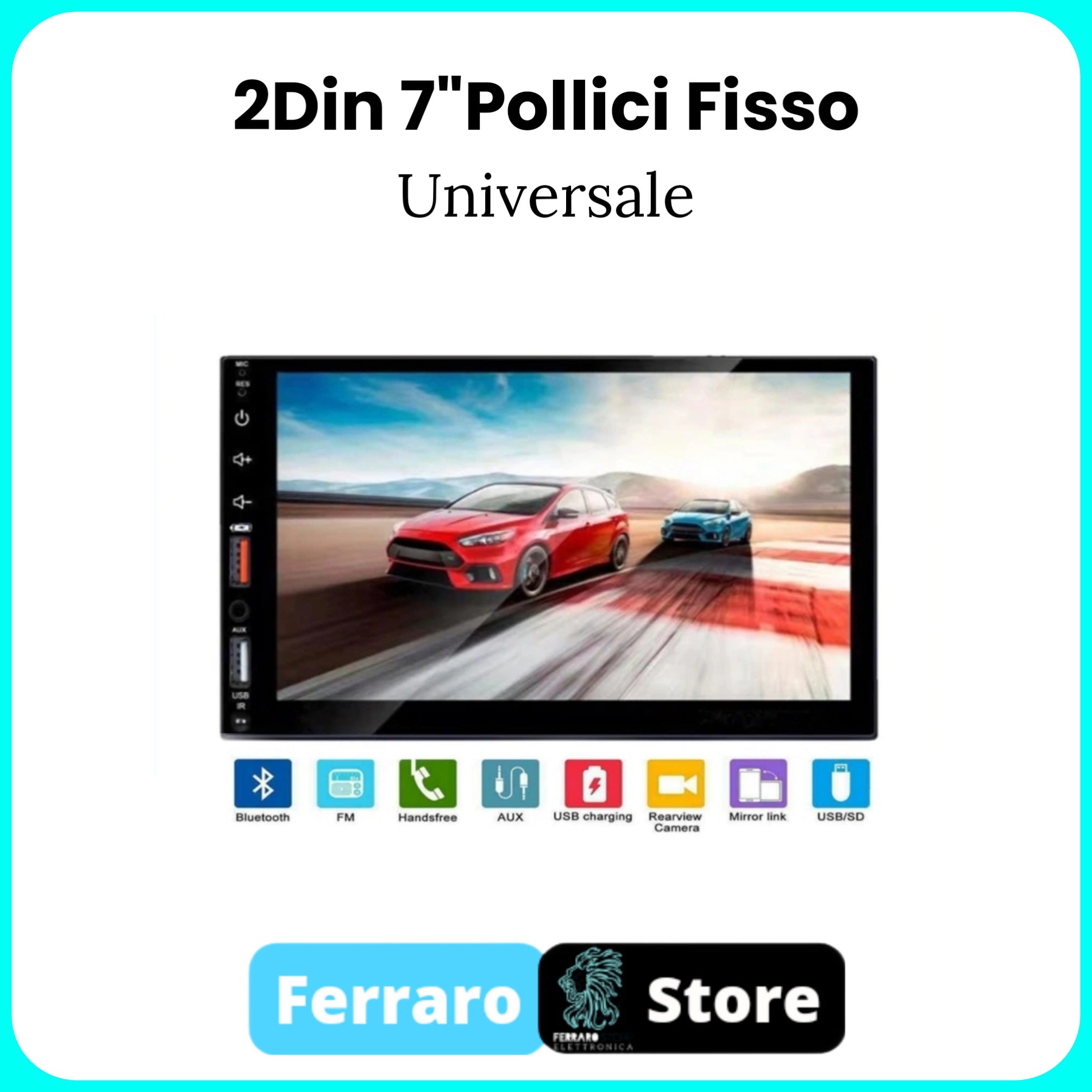 Autoradio Universale [FISSO] - 2Din 7" Pollici, Bluetooth, Radio, Mirror link Android e IOS