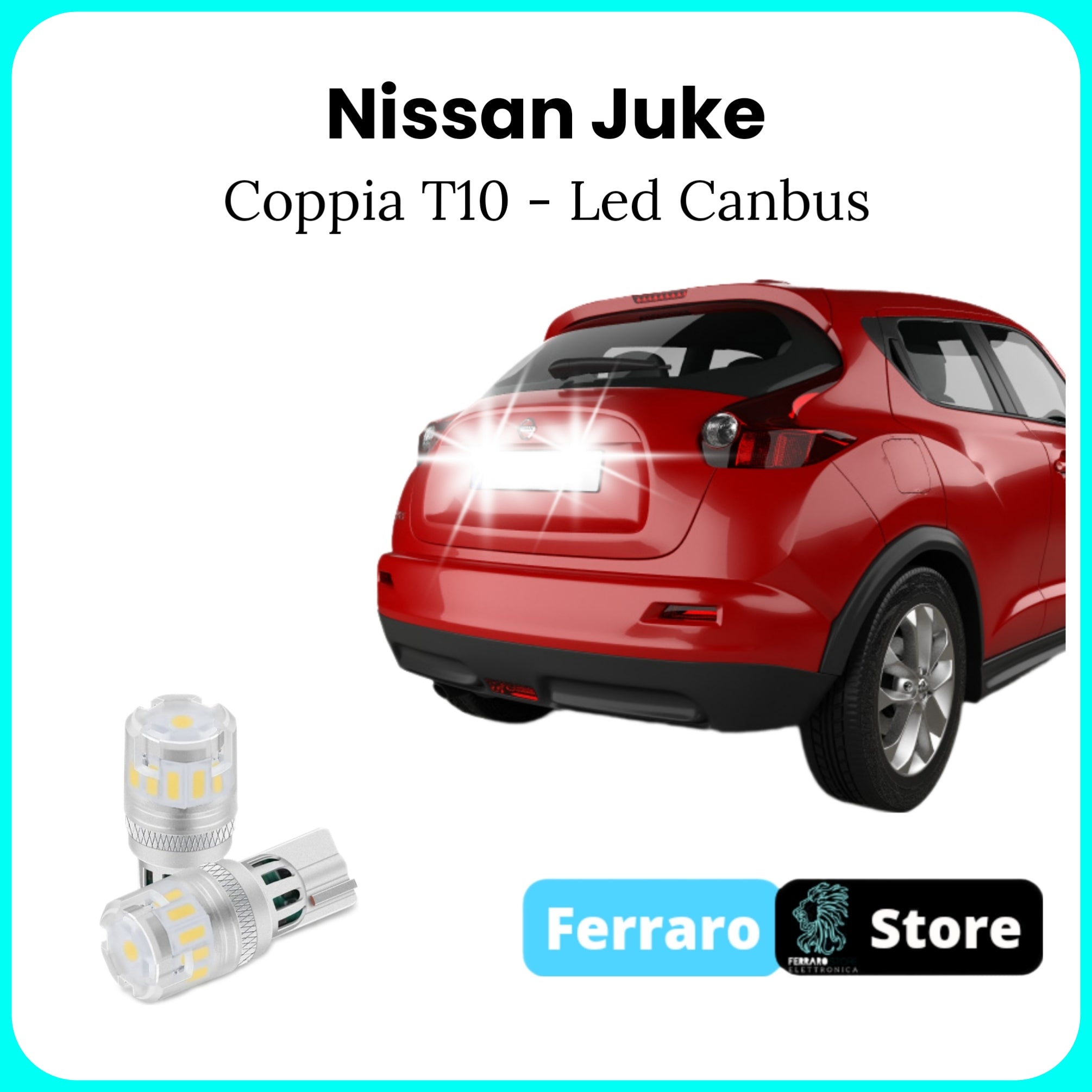 Luci Targa per Nissan Juke - Led Canbus T10, 12v, Lampadine Led Bianco