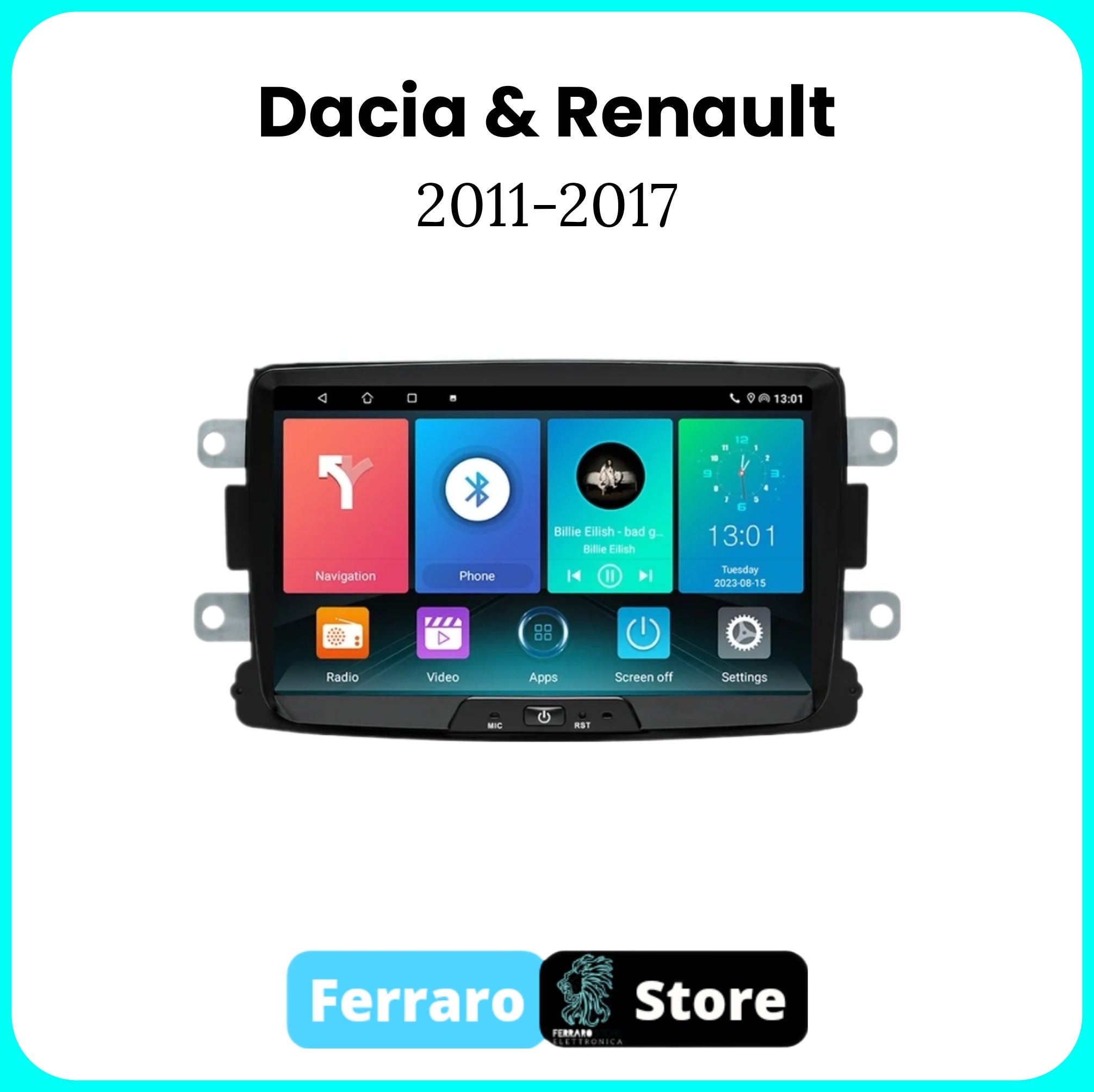 Autoradio per Dacia & Renault [Compatibilità in Descrizione] - Auto in Descrizione, Sistema auto Intelligente, 2Din 8"Pollici, GPS, Navigatore, Wifi