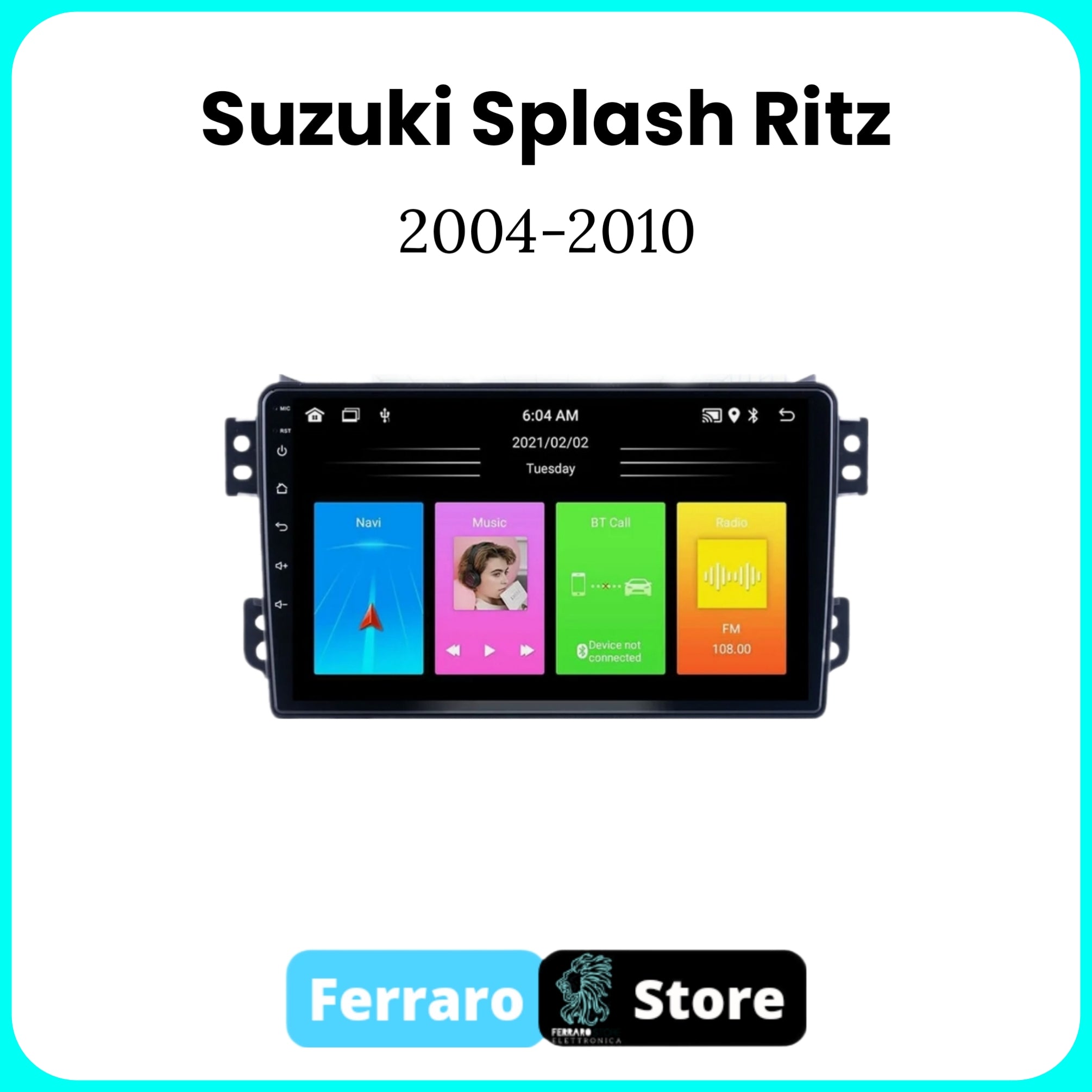 Autoradio per SUZUKI SPLASH RITZ [2004 - 2010]  - Sistema auto Intelligente, 2Din 9"Pollici, GPS, Navigatore, Wifi