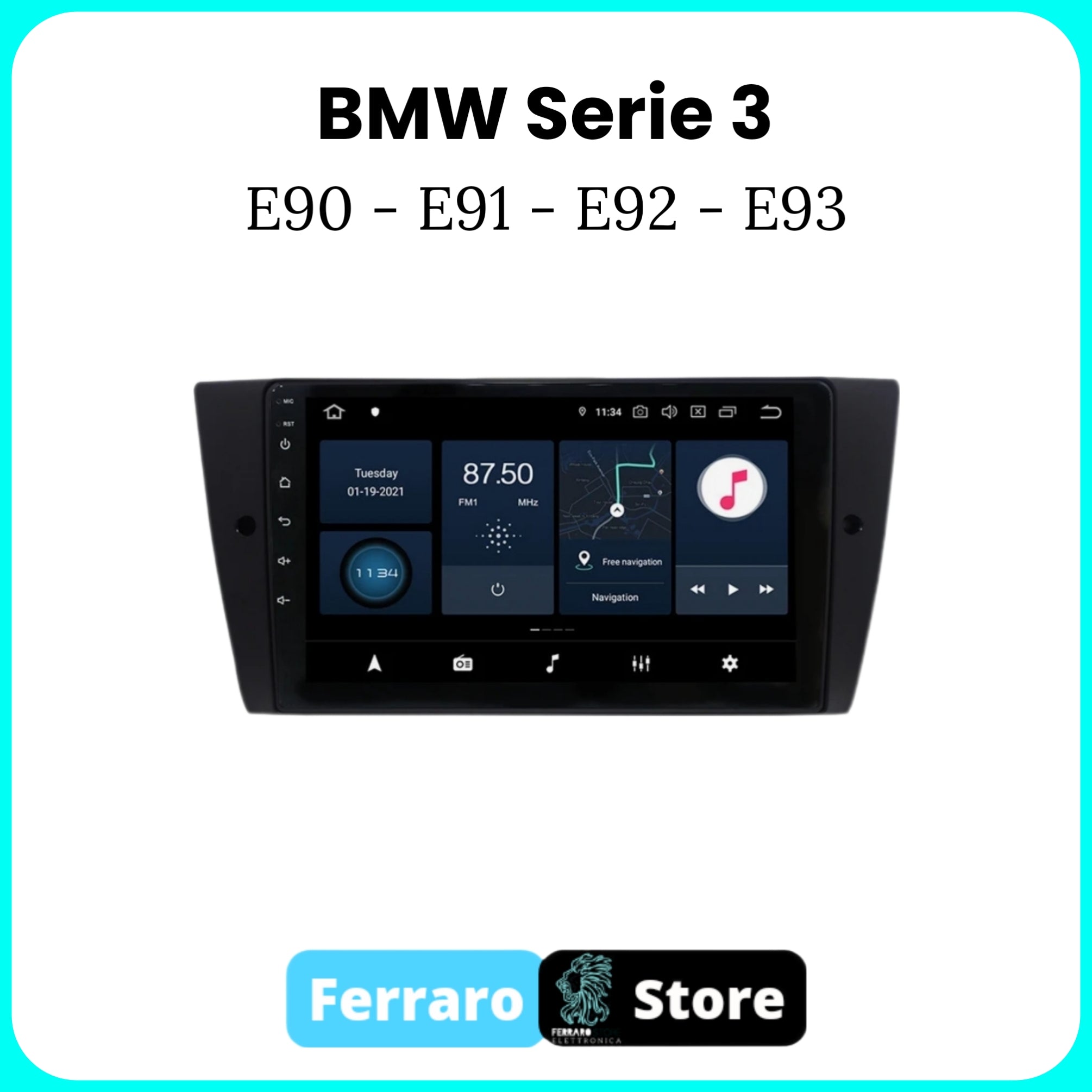 Autoradio per BMW SERIE 3 E90-E91-E92-E93 [Dal 2005 in Poi] - 2GB/4GB Sistema auto Intelligente, 2Din 9"Pollici, GPS, Navigatore, Wifi
